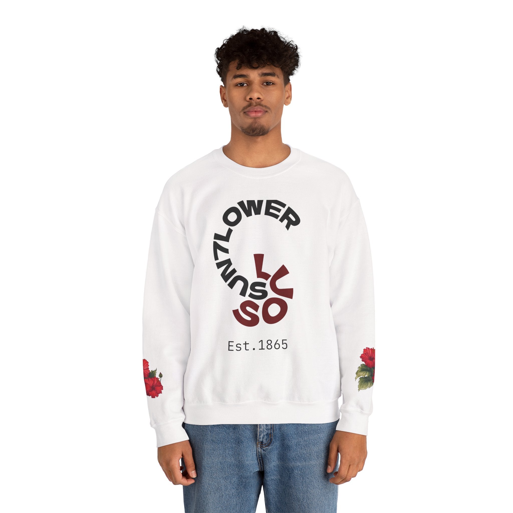 Crewneck Sweatshirt — Vintage Floral 'Sunflower' Graphic (Est. 1865)