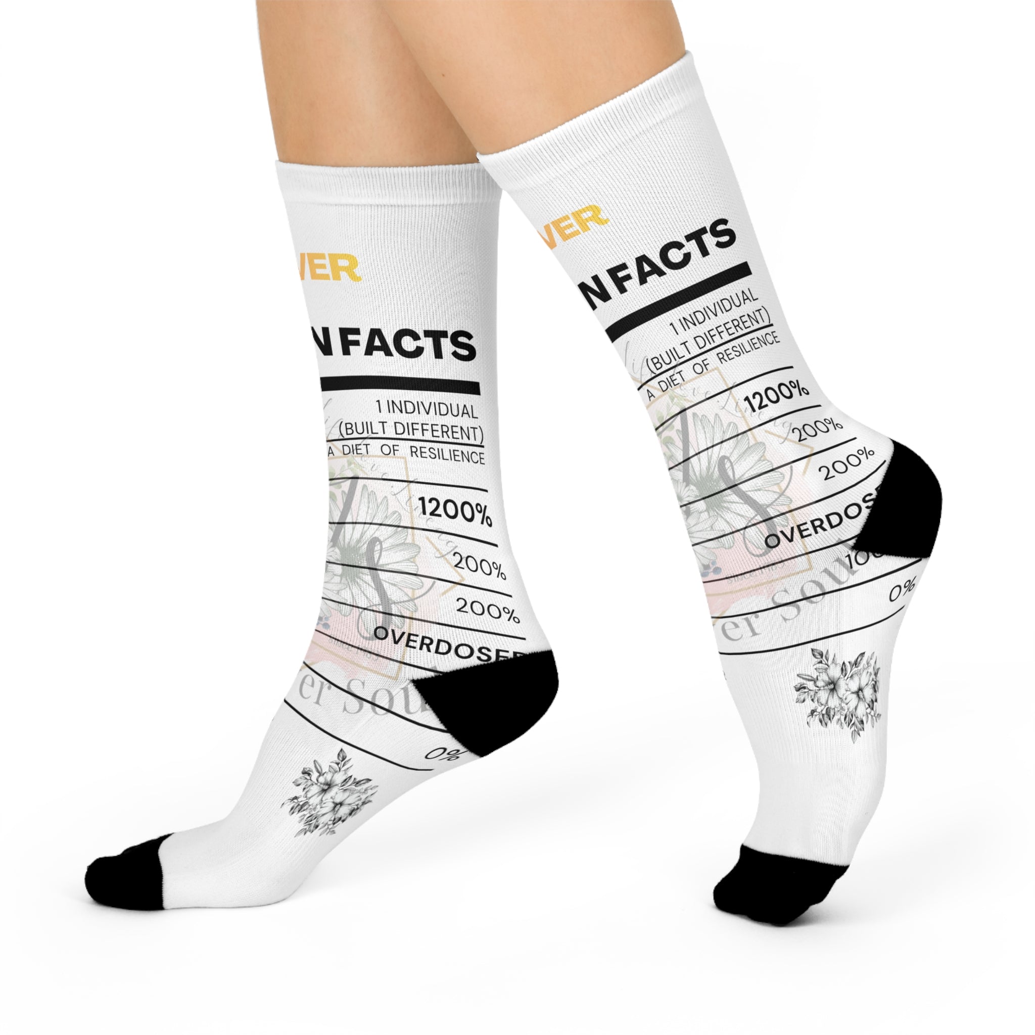 Cushioned Crew Socks — “Mental Health Nutrition Facts” Novelty Crew Socks