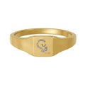 Personalized Square Signet Ring — Engraved Stainless Steel Gold Finish