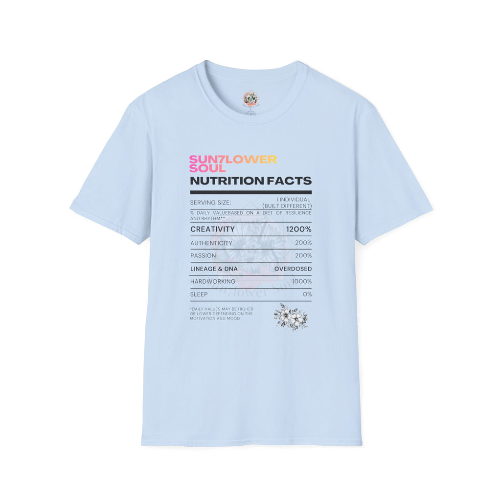 Sunflower Soul Nutrition Facts T-Shirt — Floral Hibiscus Graphic Tee