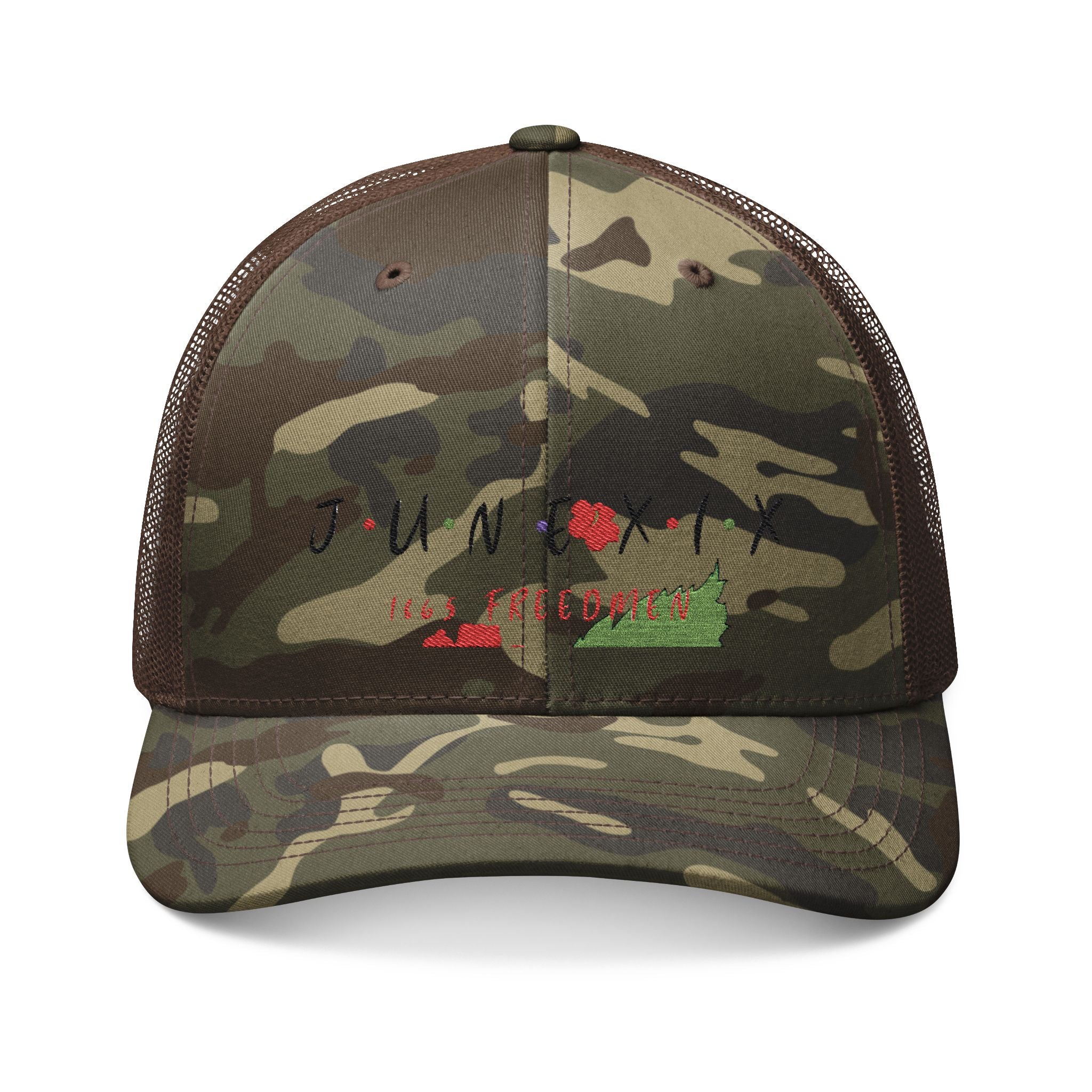 Camo Trucker Hat — Embroidered Outdoor Hunting Cap