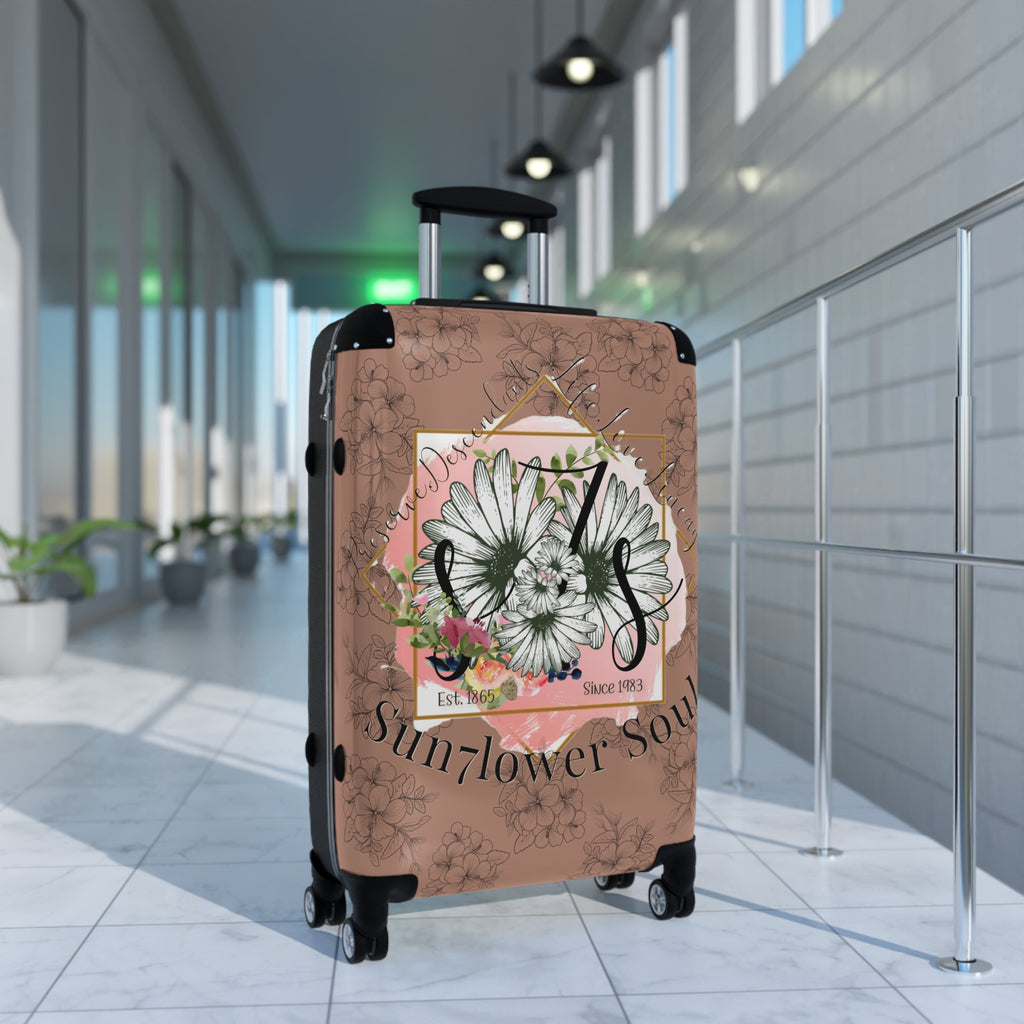 Sunflower Soul Carry-On Suitcase — Floral Travel Luggage with Vintage Butterfly Design