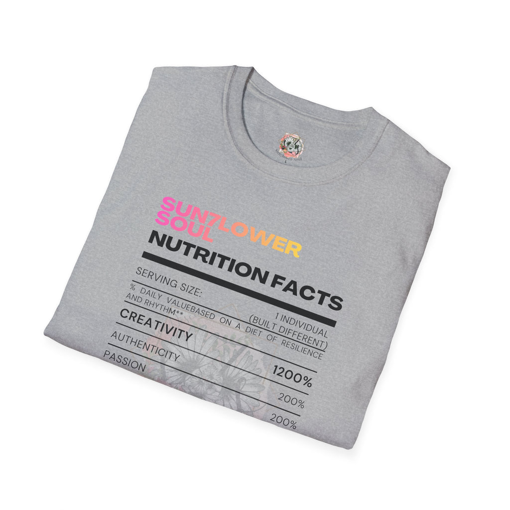 Sunflower Soul Nutrition Facts T-Shirt — Floral Hibiscus Graphic Tee