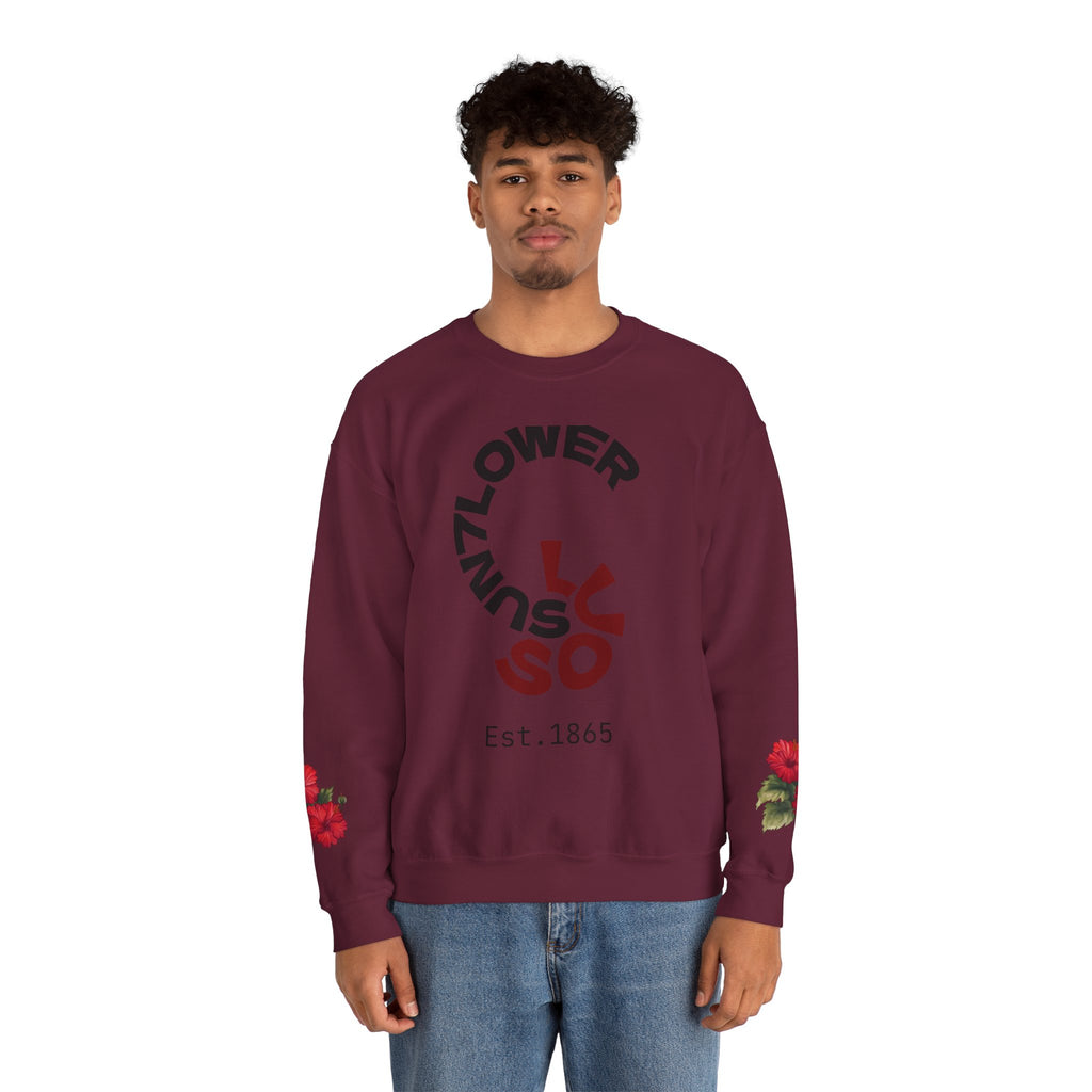 Crewneck Sweatshirt — Vintage Floral 'Sunflower' Graphic (Est. 1865)