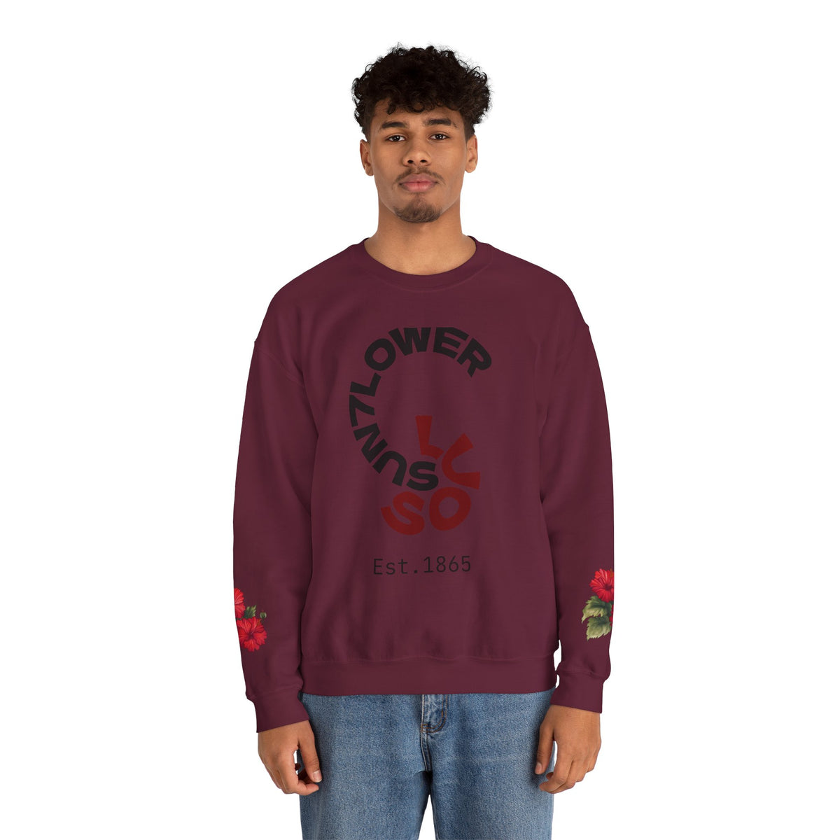 Crewneck Sweatshirt — Vintage Floral 'Sunflower' Graphic (Est. 1865)