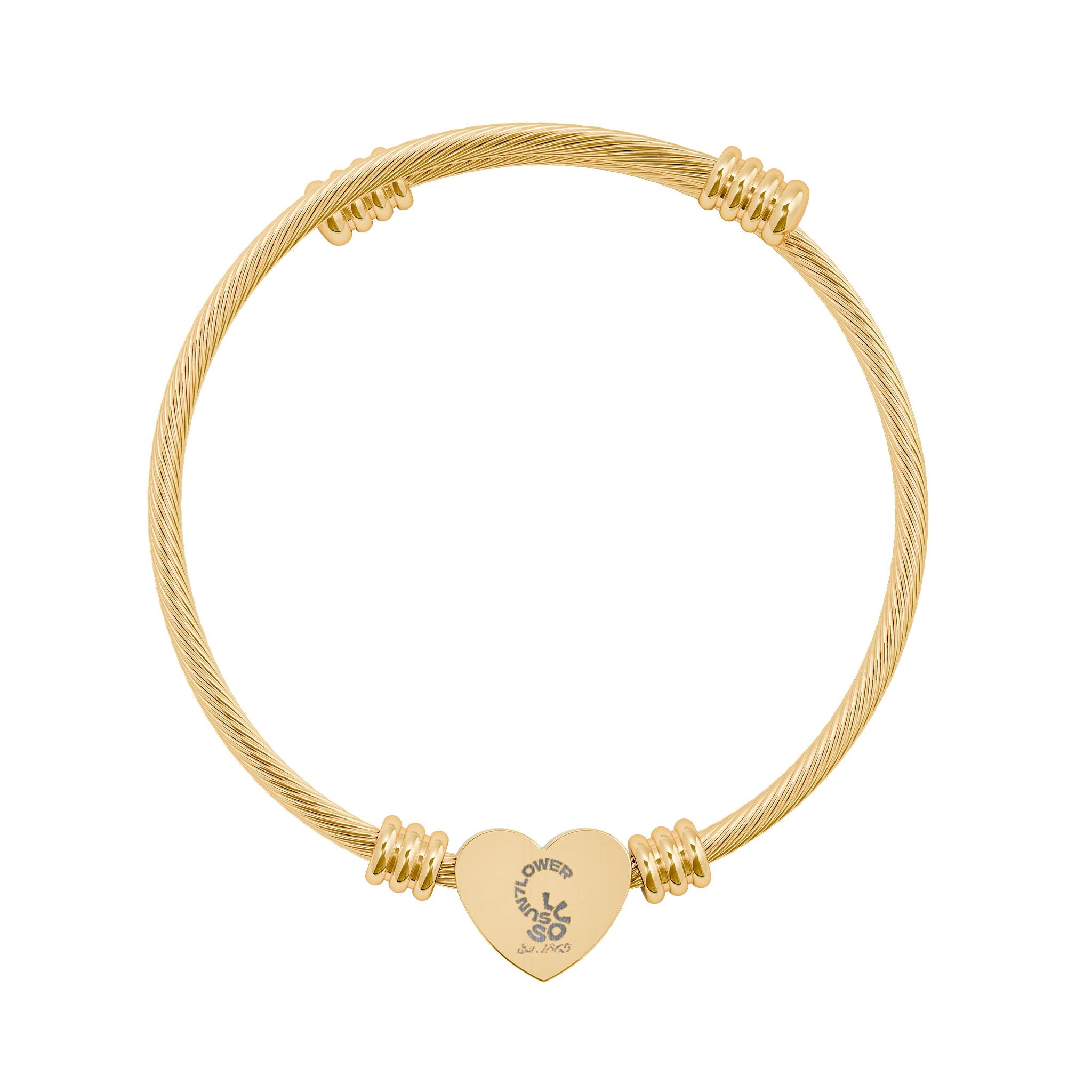Engravable Heart Cuff Bracelet – Personalized Cable Wire Bangle (Silver or Gold)