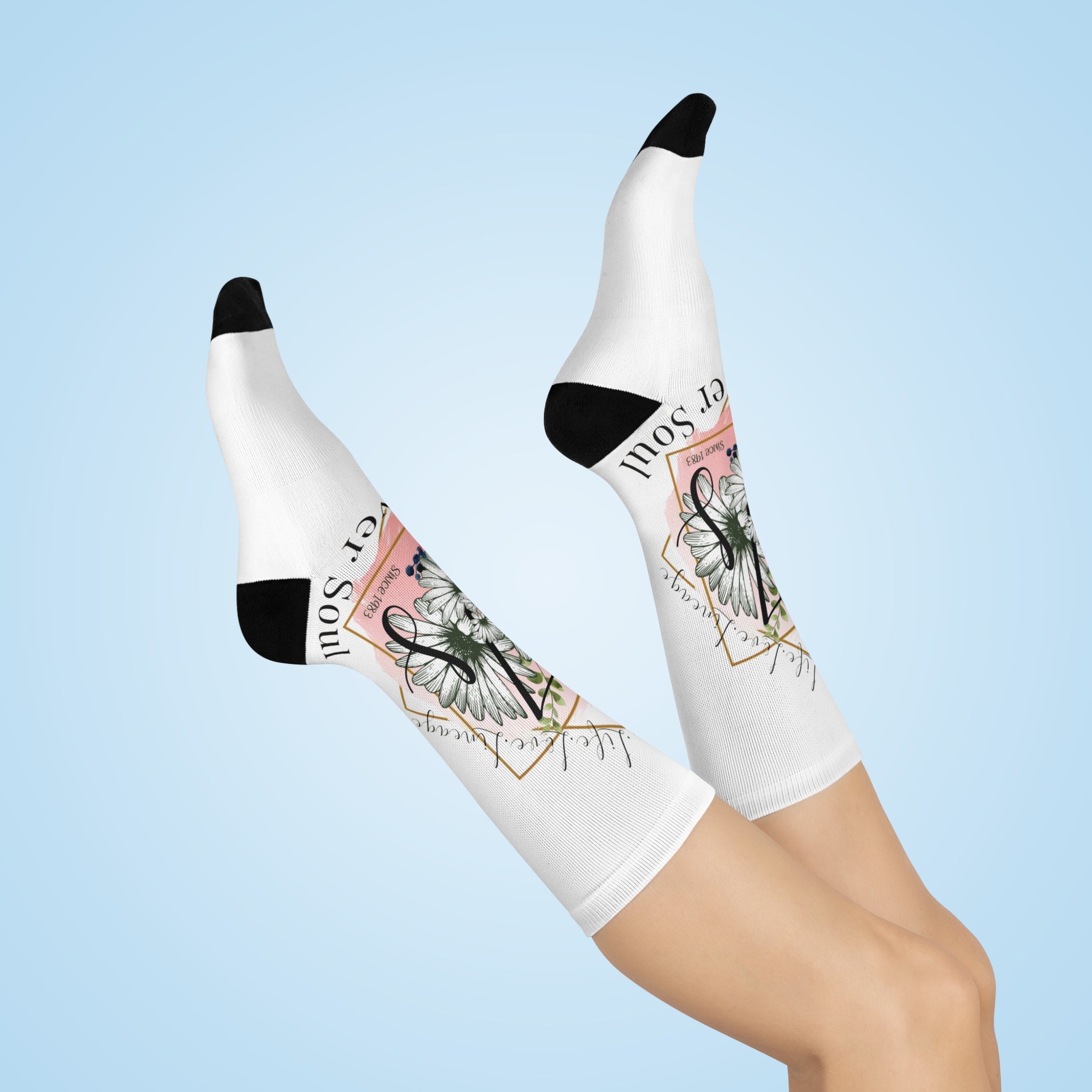 Floral Daisies Crew Socks — 'Flower Soul' Cushioned Athletic Socks