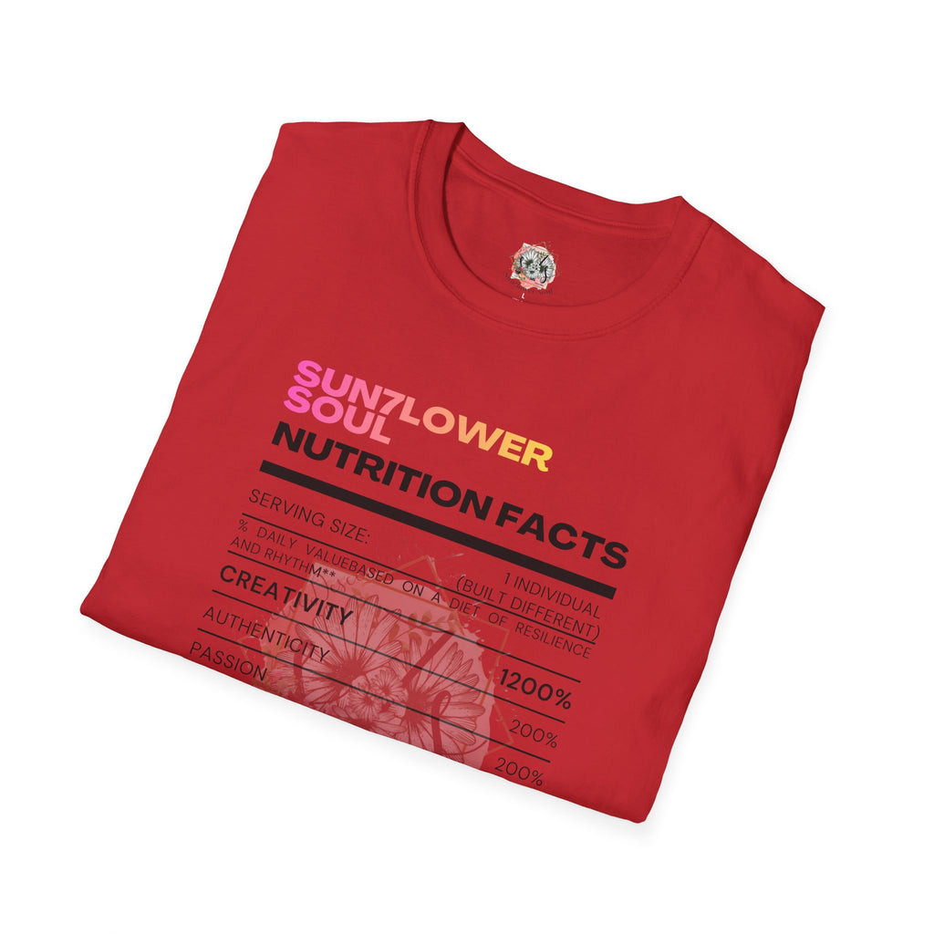Sunflower Soul Nutrition Facts T-Shirt — Floral Hibiscus Graphic Tee