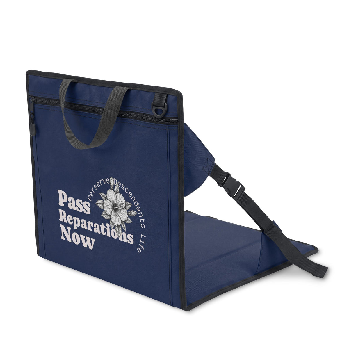 Stadium Seat — “Pass Reparations Now” Portable Folding Seat with Backrest