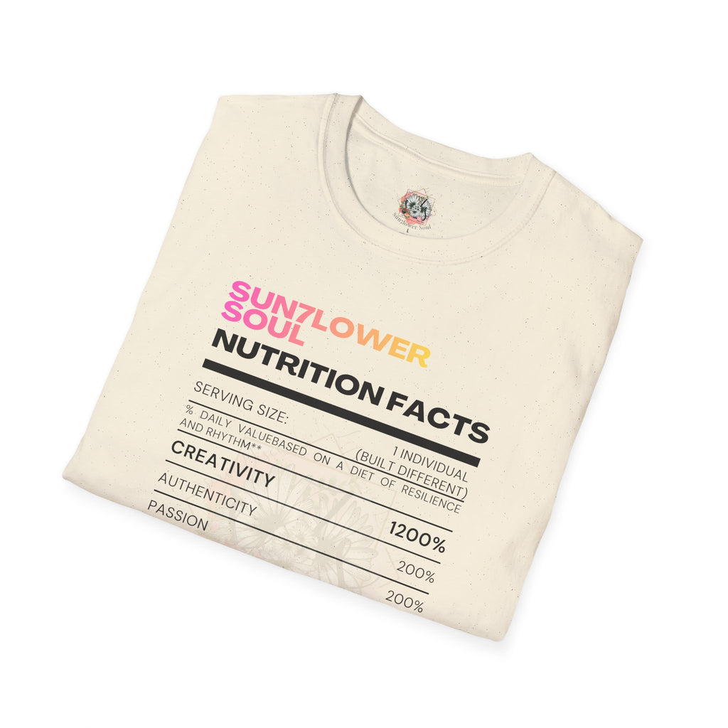 Sunflower Soul Nutrition Facts T-Shirt — Floral Hibiscus Graphic Tee