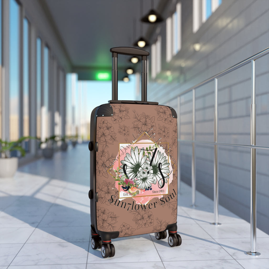Sunflower Soul Carry-On Suitcase — Floral Travel Luggage with Vintage Butterfly Design