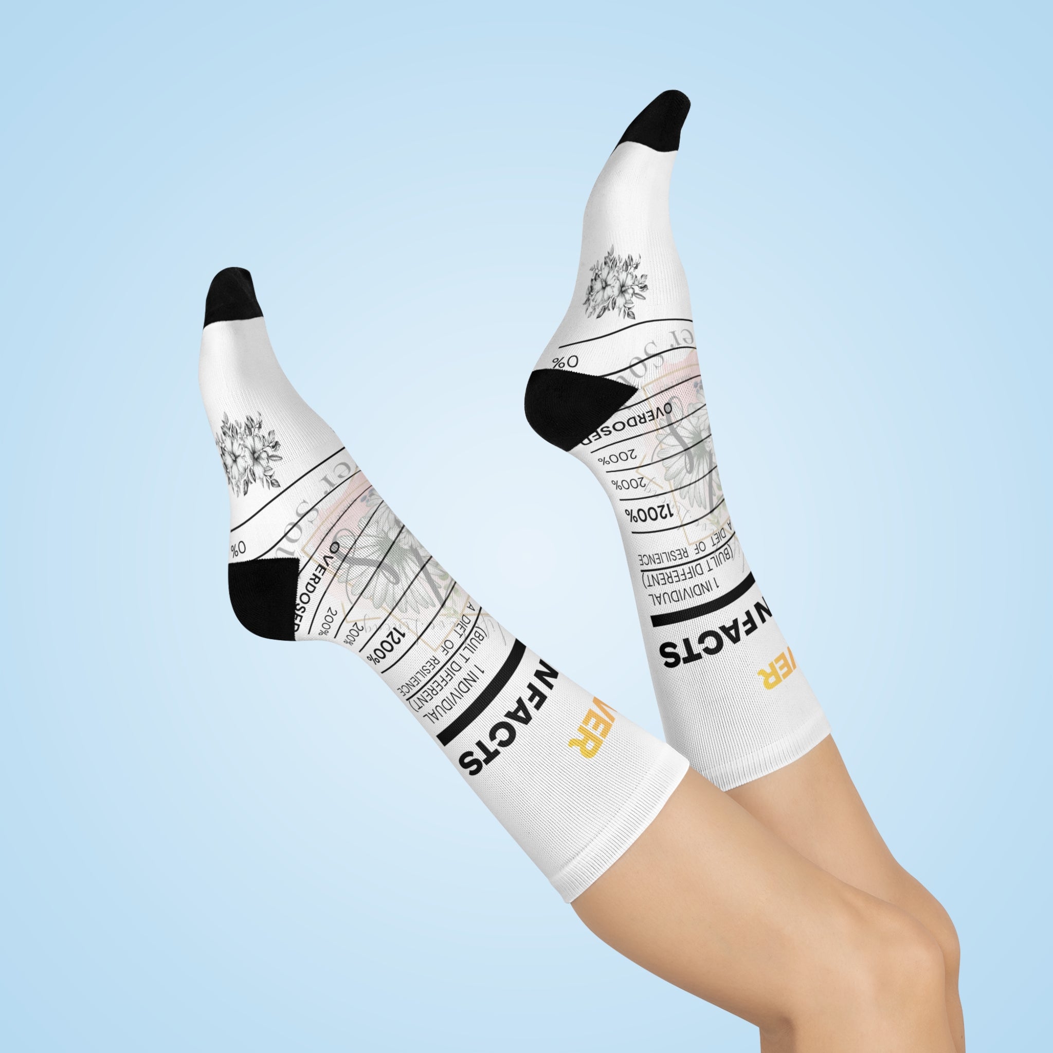 Cushioned Crew Socks — “Mental Health Nutrition Facts” Novelty Crew Socks