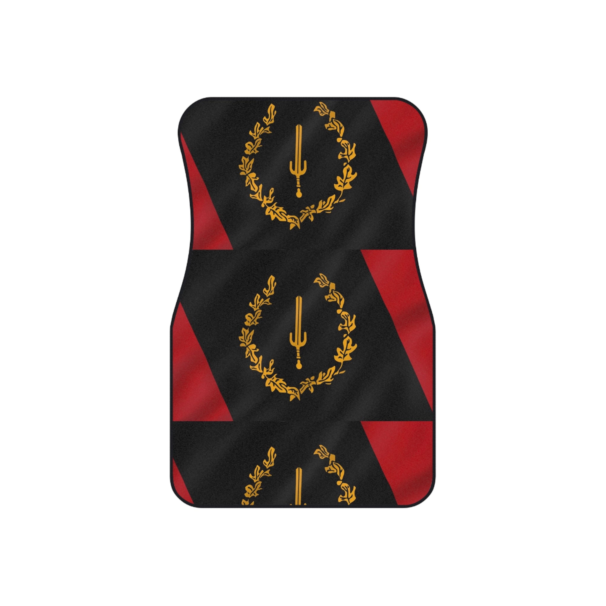 Car Mats — Black & Red Laurel Emblem Set (4-Pack)