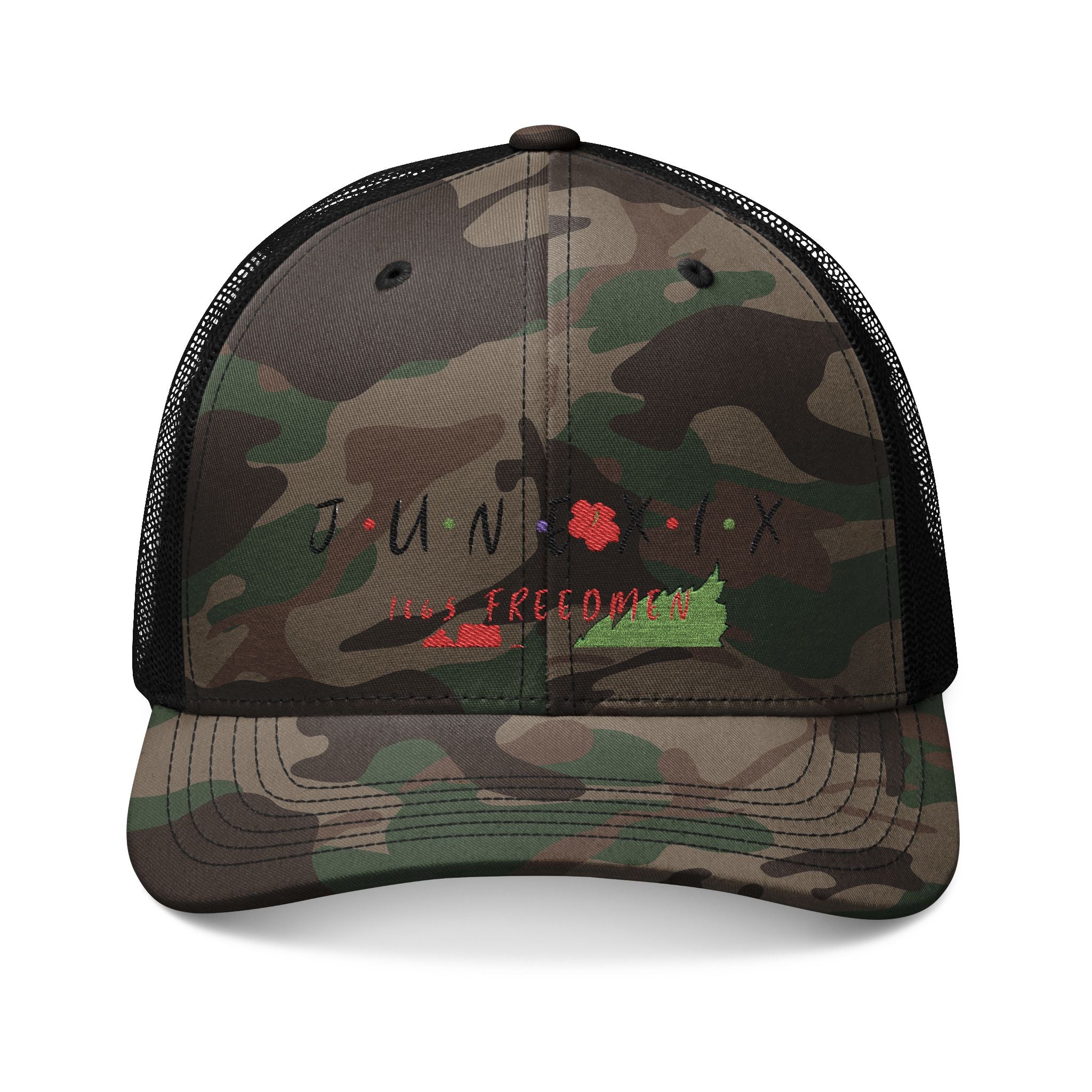 Camo Trucker Hat — Embroidered Outdoor Hunting Cap
