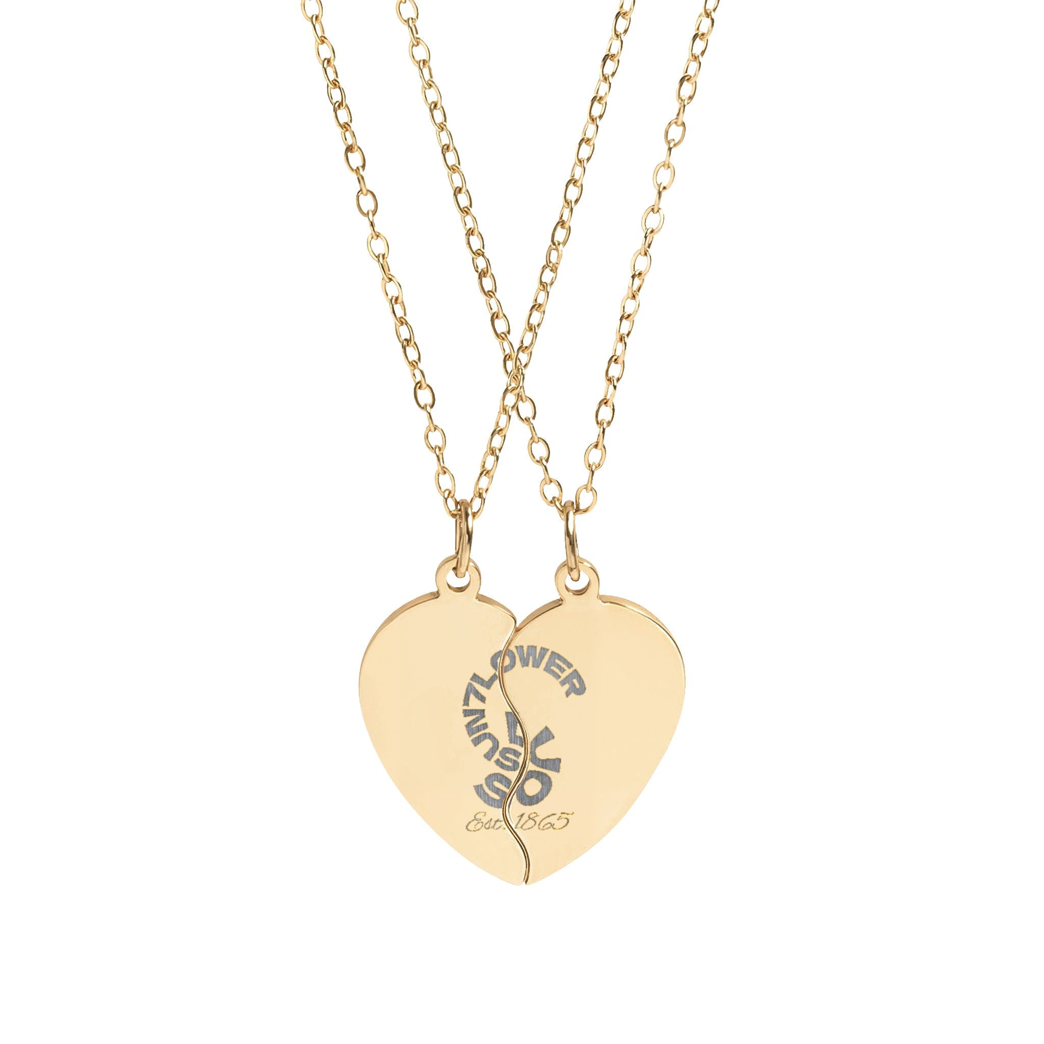 Engravable Break-Apart Heart Necklace Set – Matching Best Friend/Partner Pendants