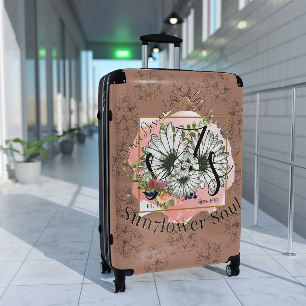 Sunflower Soul Carry-On Suitcase — Floral Travel Luggage with Vintage Butterfly Design