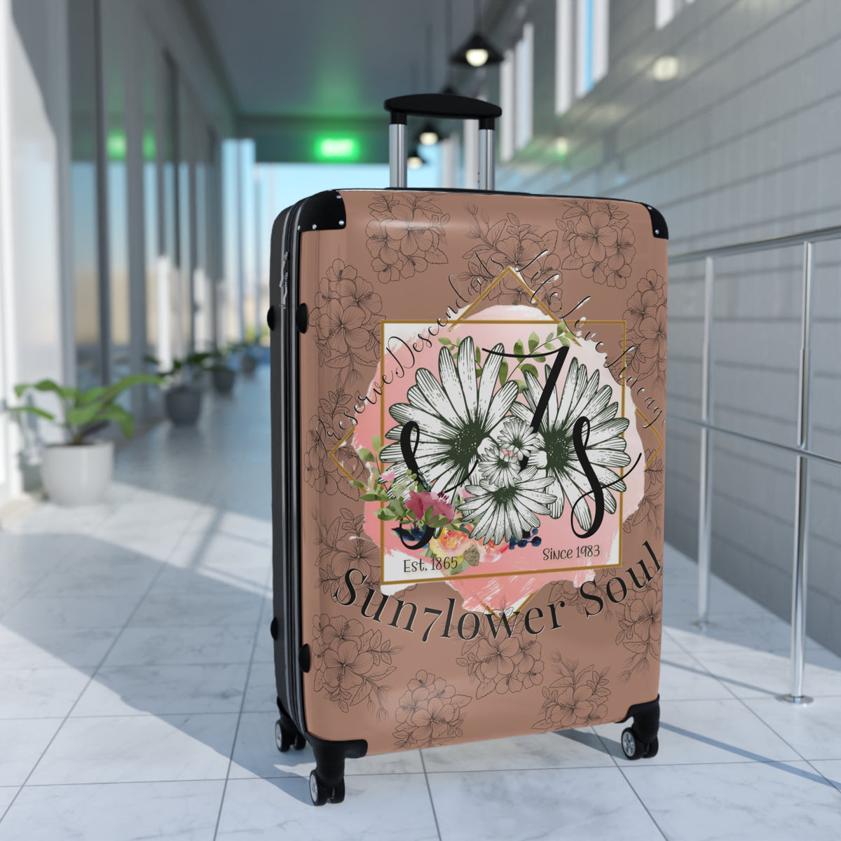 Sunflower Soul Carry-On Suitcase — Floral Travel Luggage with Vintage Butterfly Design