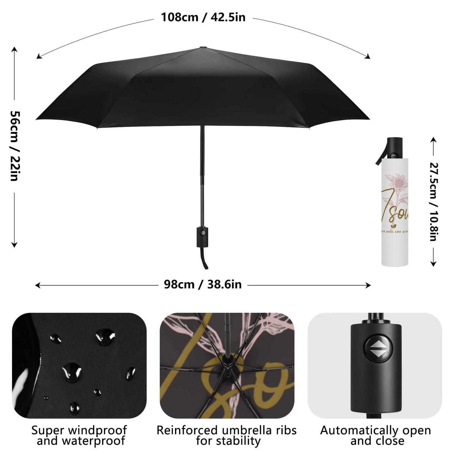 Fully Auto Open & Close Umbrella Printing Inside