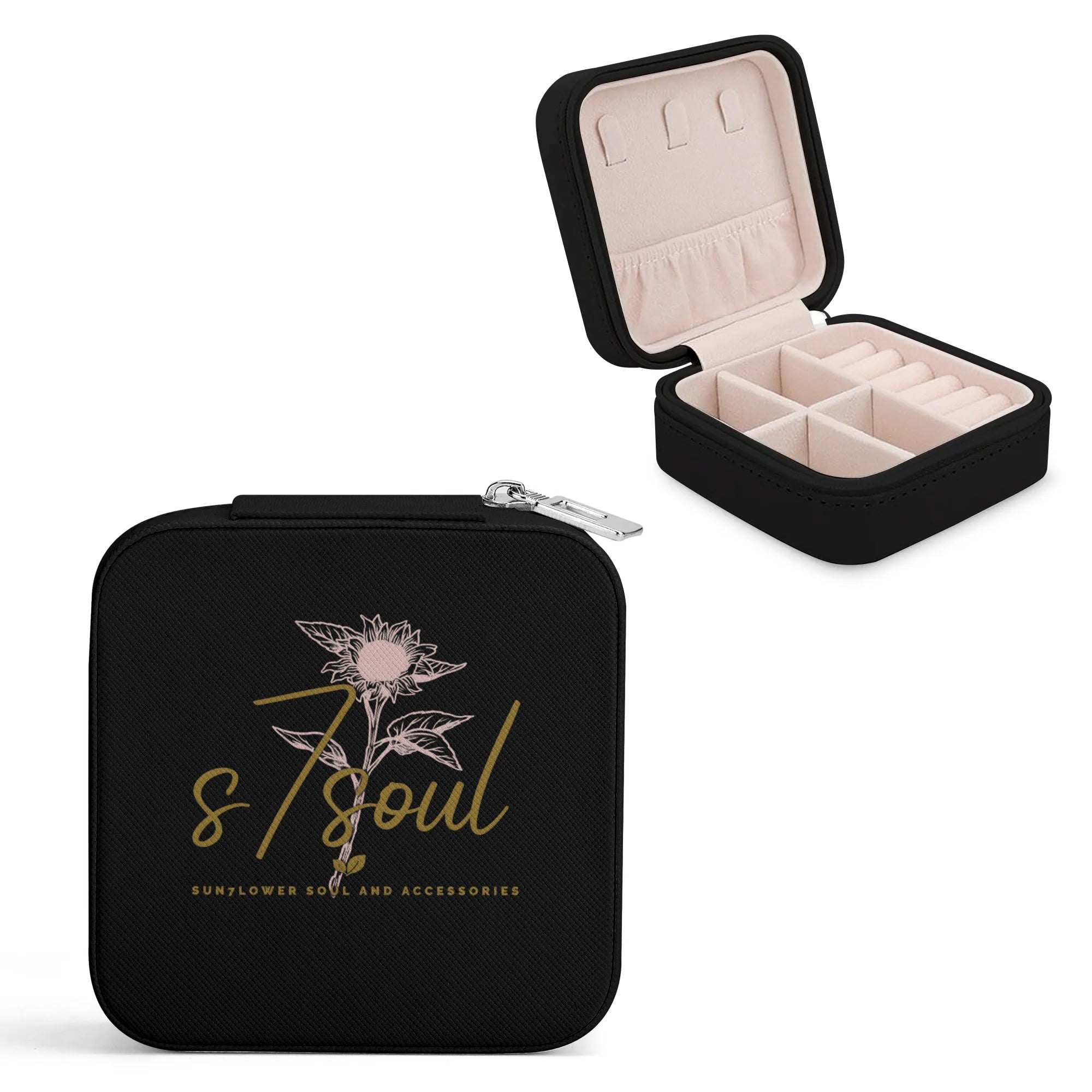 Personalized Square Jewelry Case Display Box with Zipper