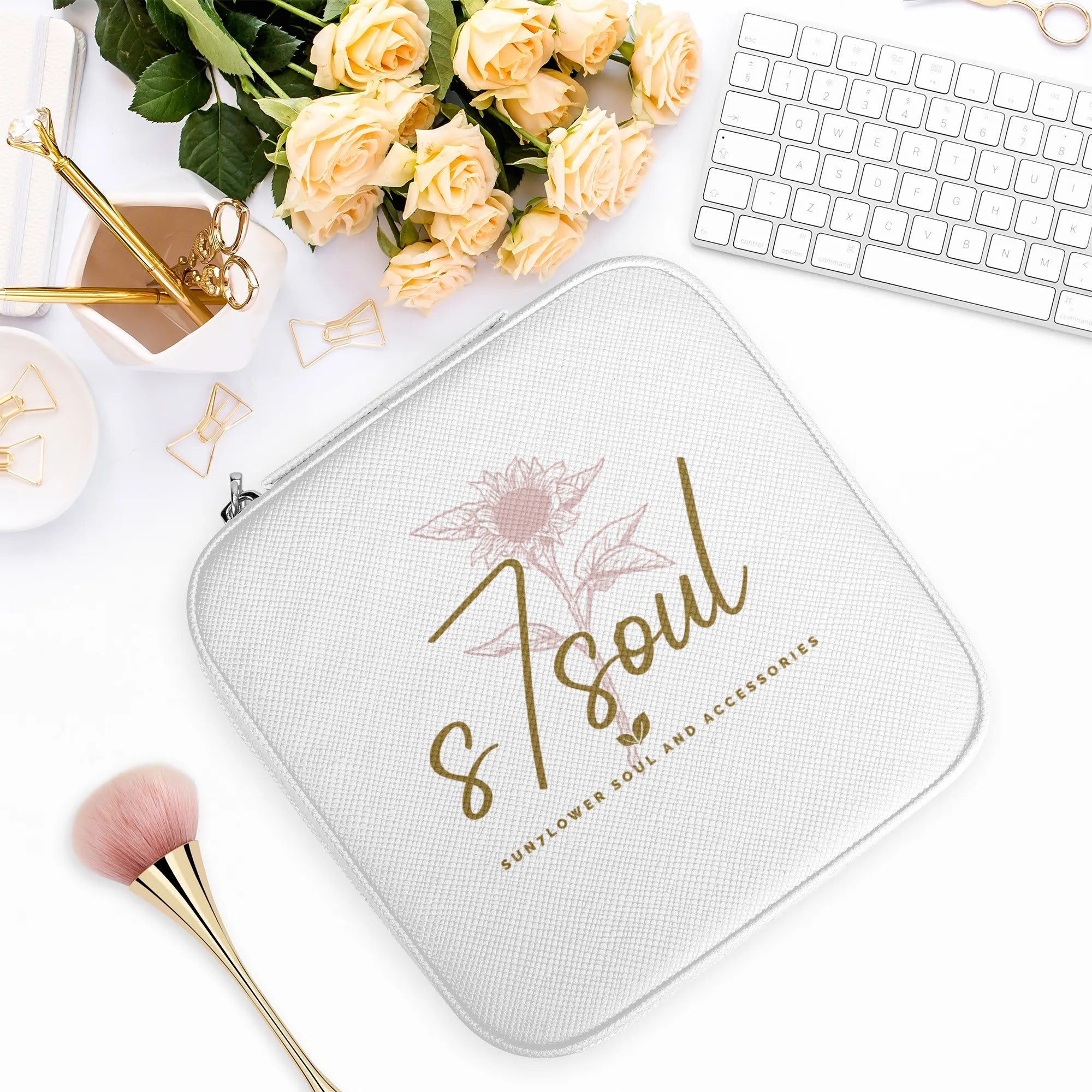 Personalized Square Jewelry Case Display Box with Zipper