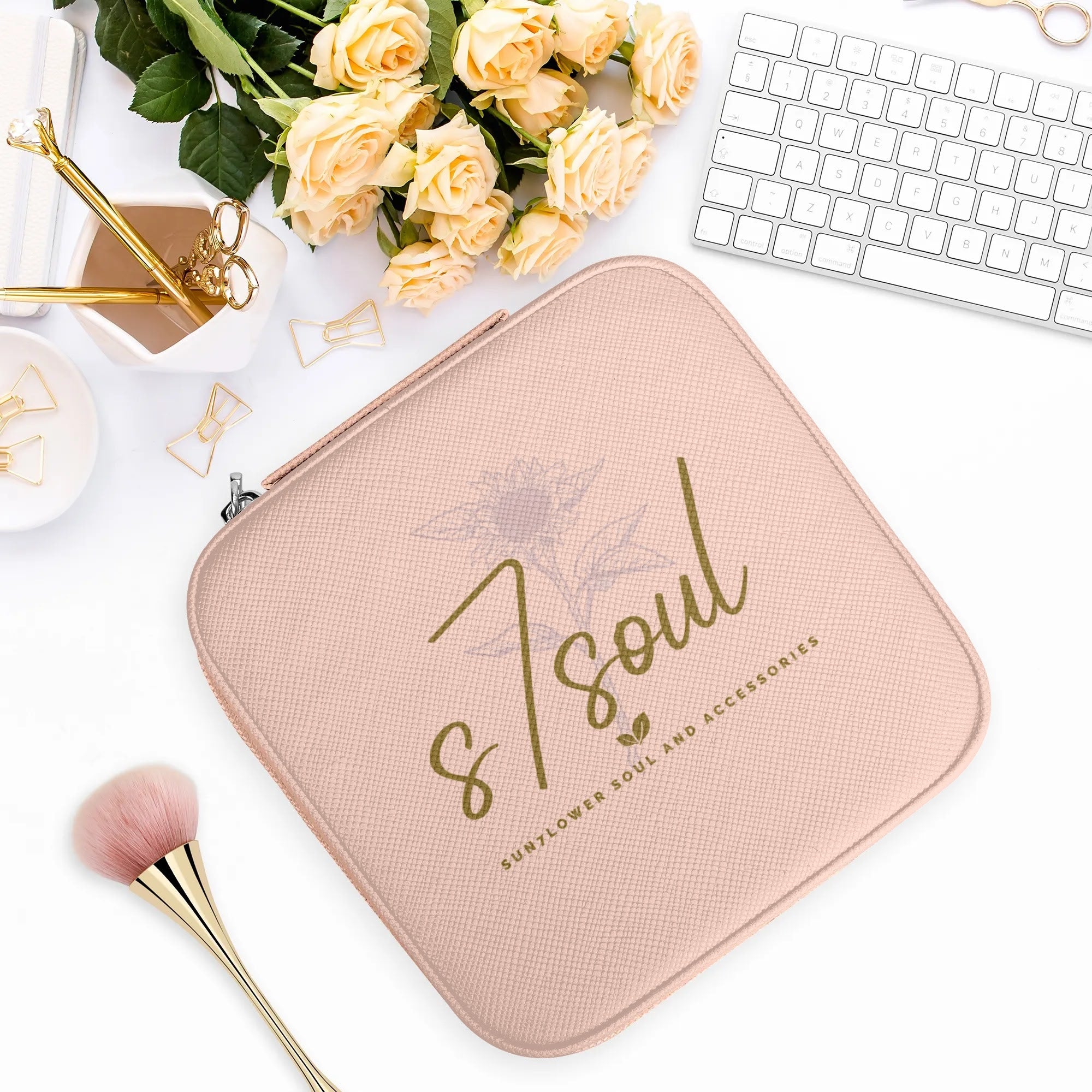 Personalized Square Jewelry Case Display Box with Zipper