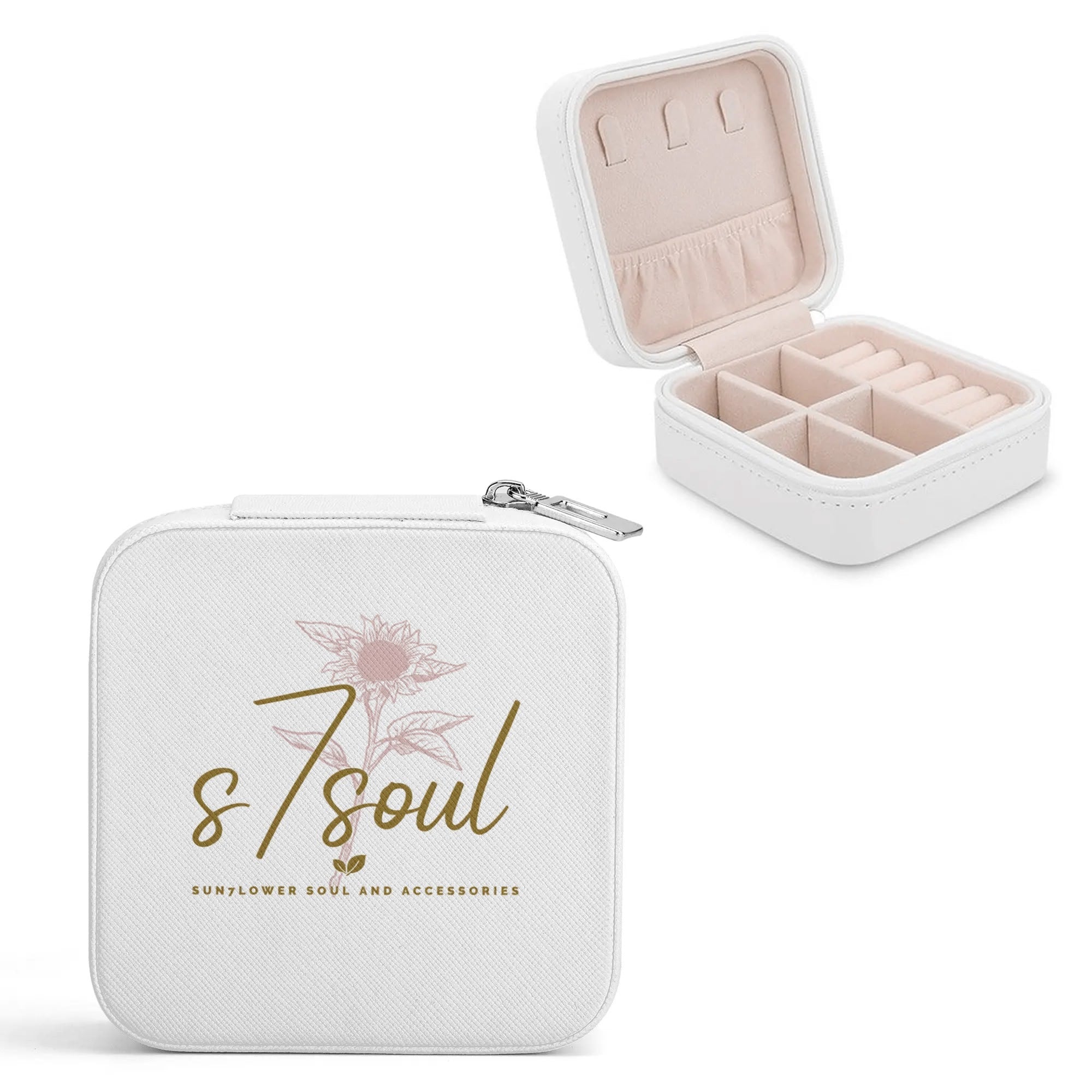 Personalized Square Jewelry Case Display Box with Zipper