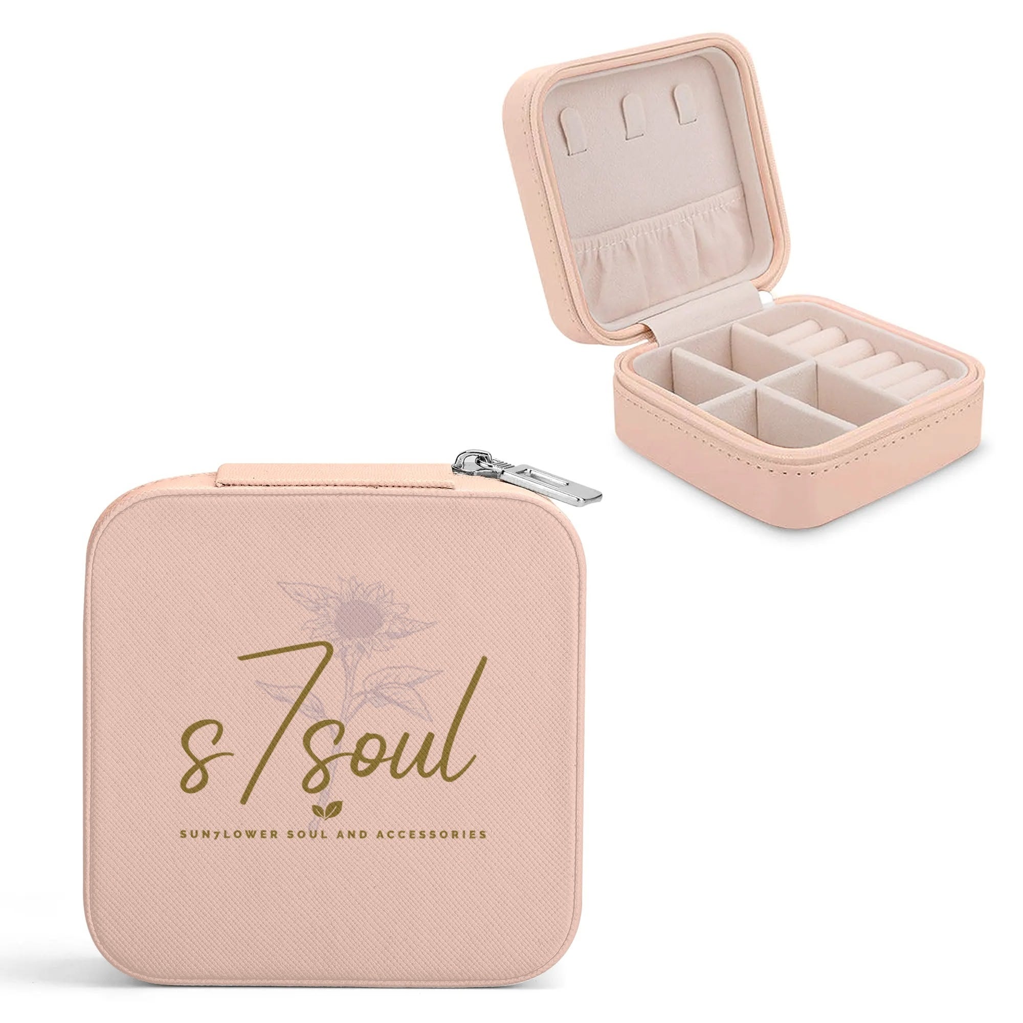 Personalized Square Jewelry Case Display Box with Zipper