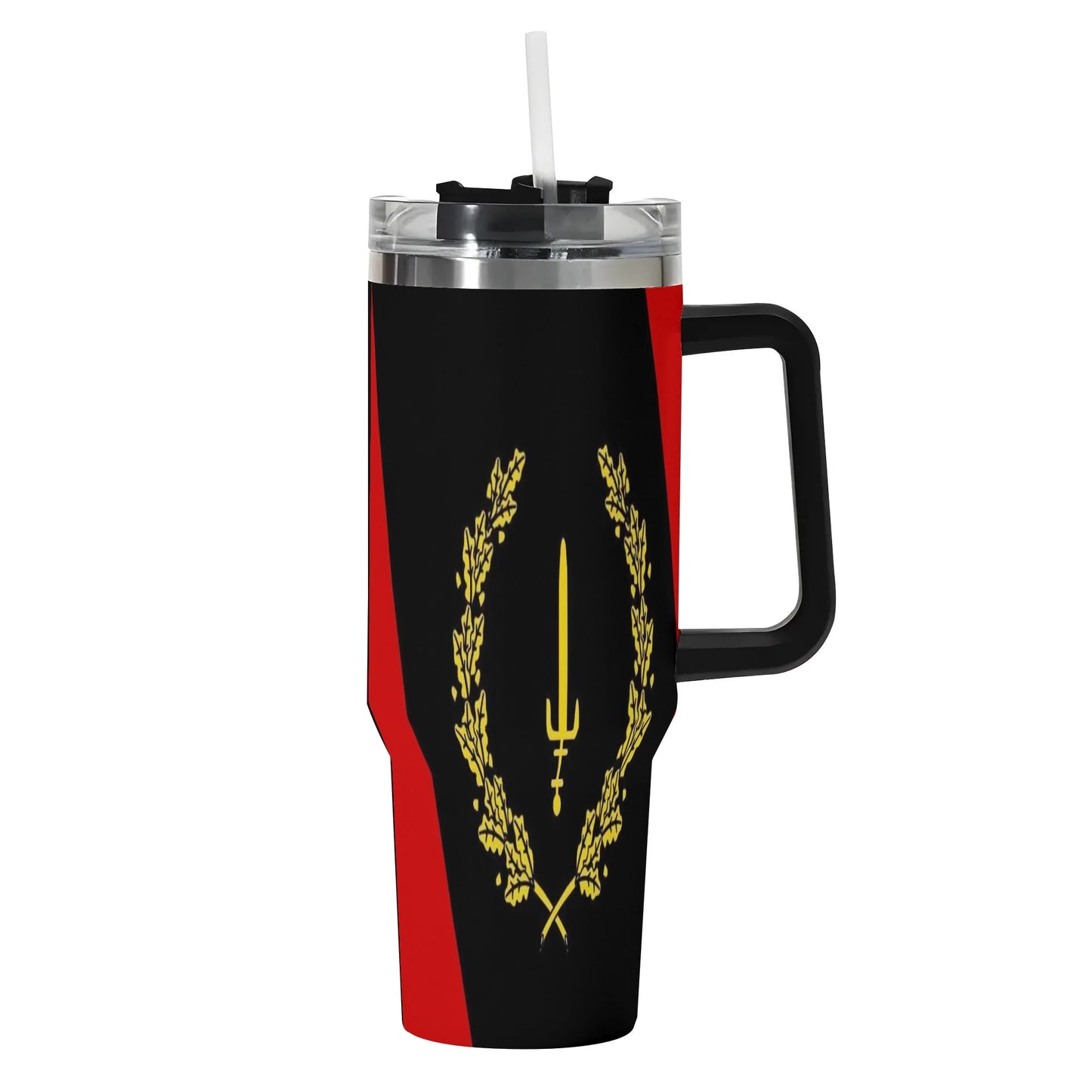 Black American Heritage 40oz Stainless Steel Tumbler Gift With Black Handle and Straw