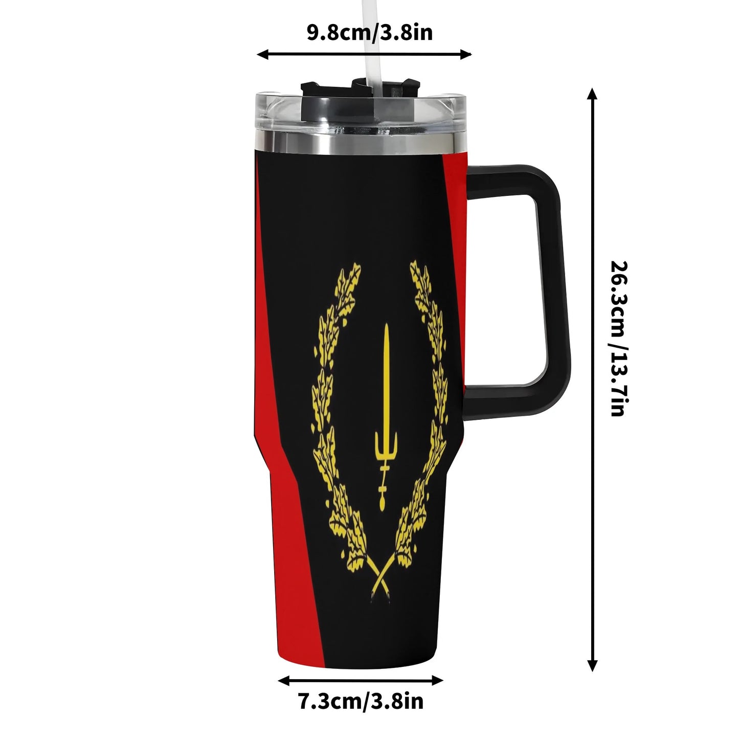 Black American Heritage 40oz Stainless Steel Tumbler Gift With Black Handle and Straw