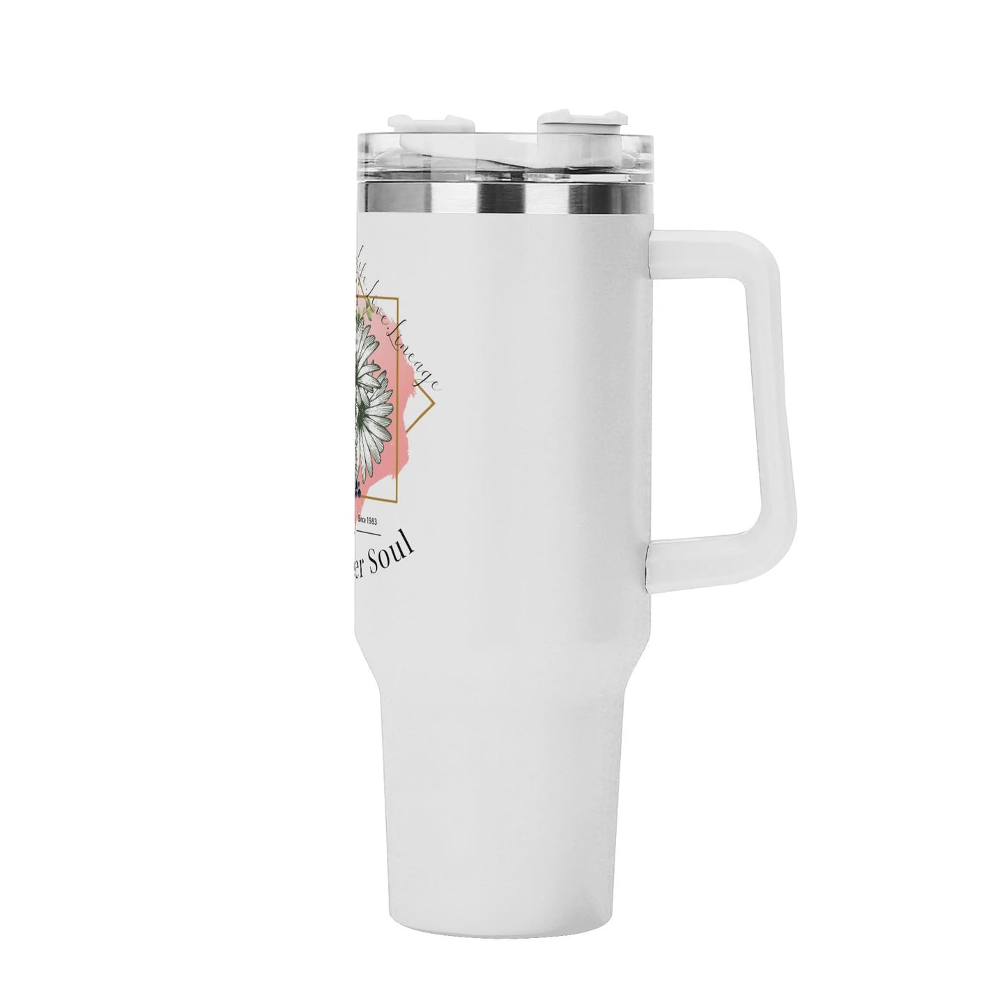 S7soul 40oz Stainless Steel Tumbler Gift Handle and Straw