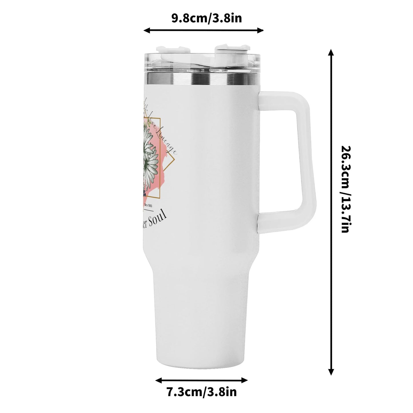 S7soul 40oz Stainless Steel Tumbler Gift Handle and Straw