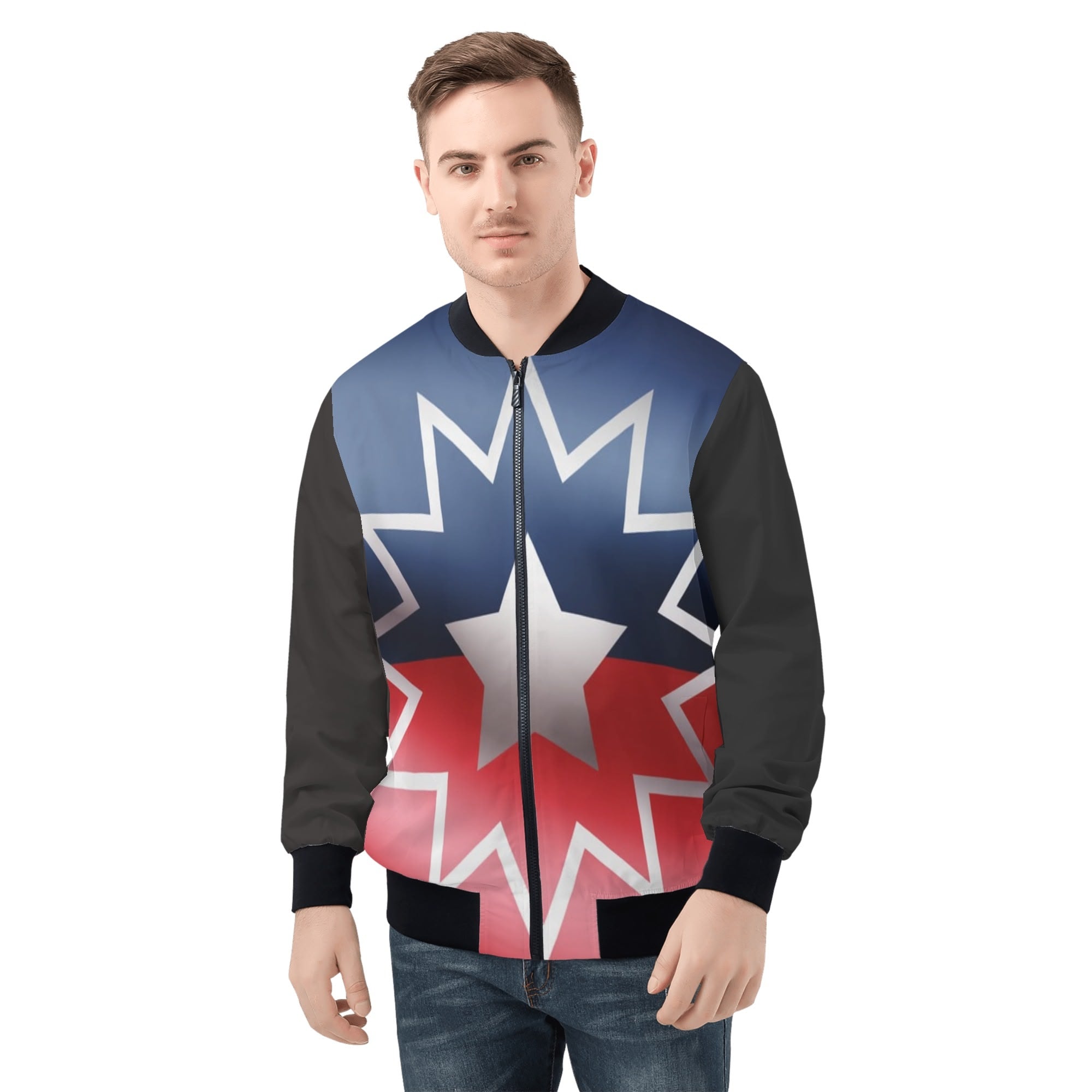 Mens All Over Print Zip Up Bomber Jacket