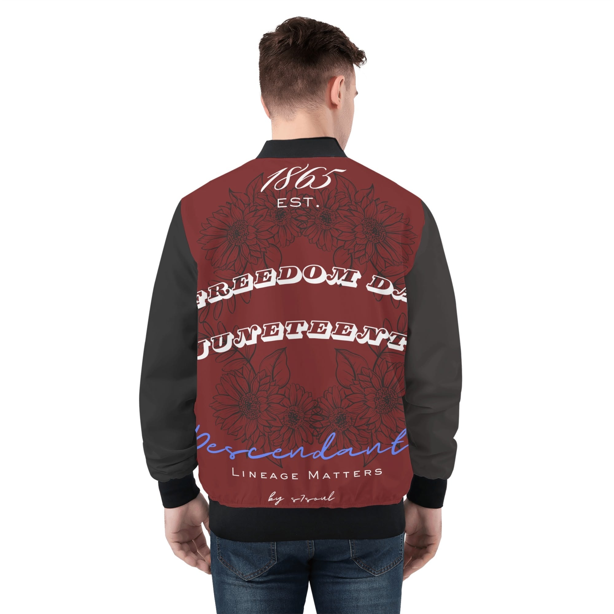 Mens All Over Print Zip Up Bomber Jacket
