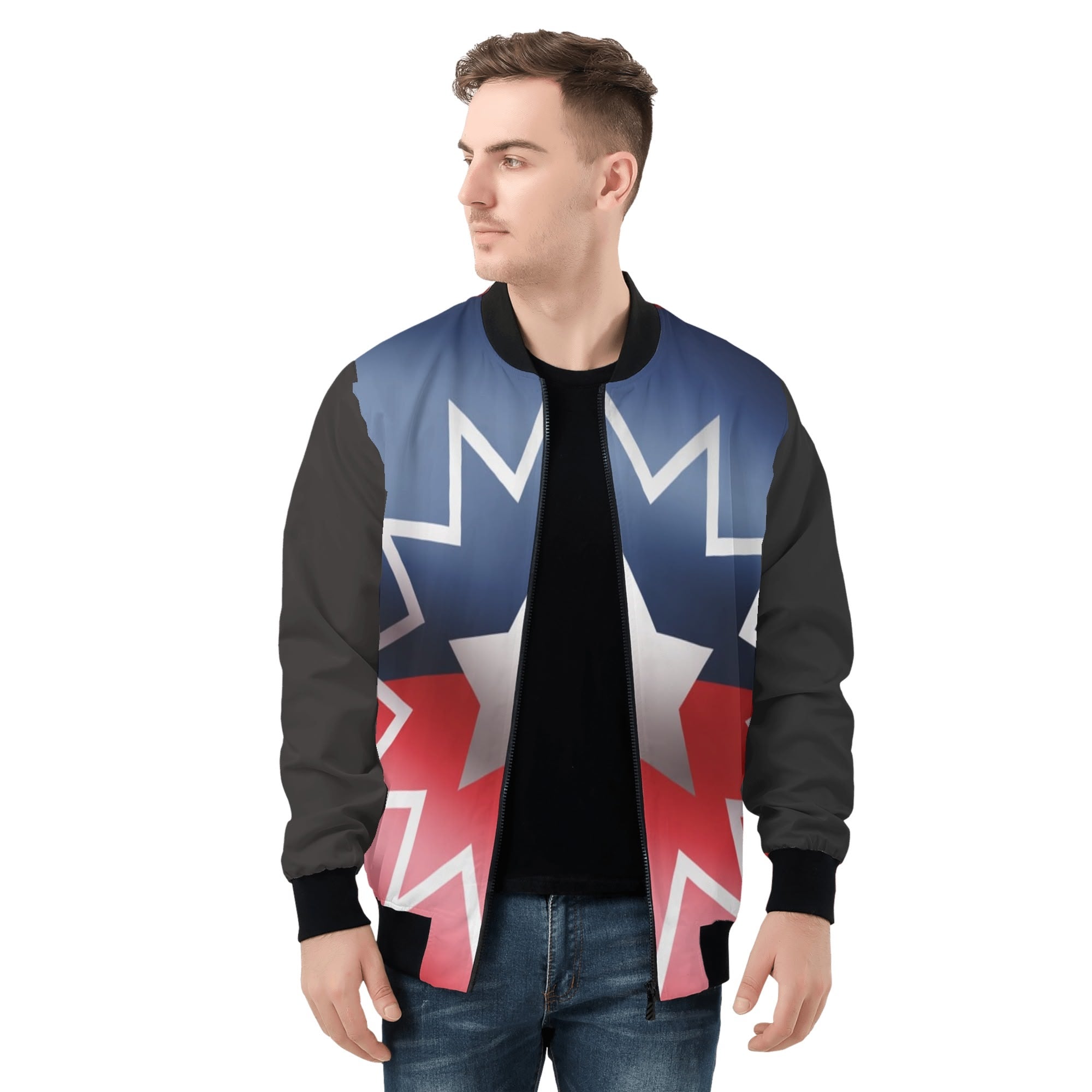 Mens All Over Print Zip Up Bomber Jacket