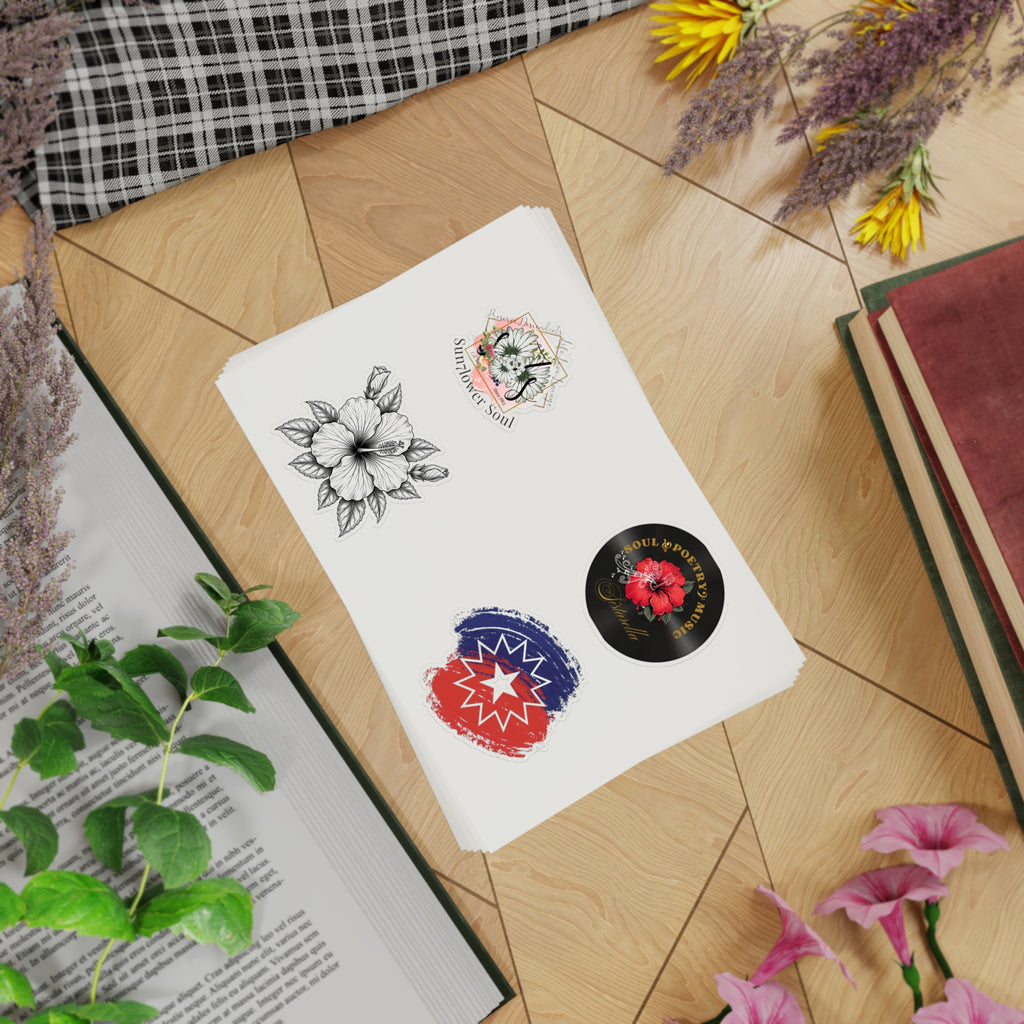 Floral Holographic Sticker Pack — 5-Piece Sunflower & Vintage Badge Designs