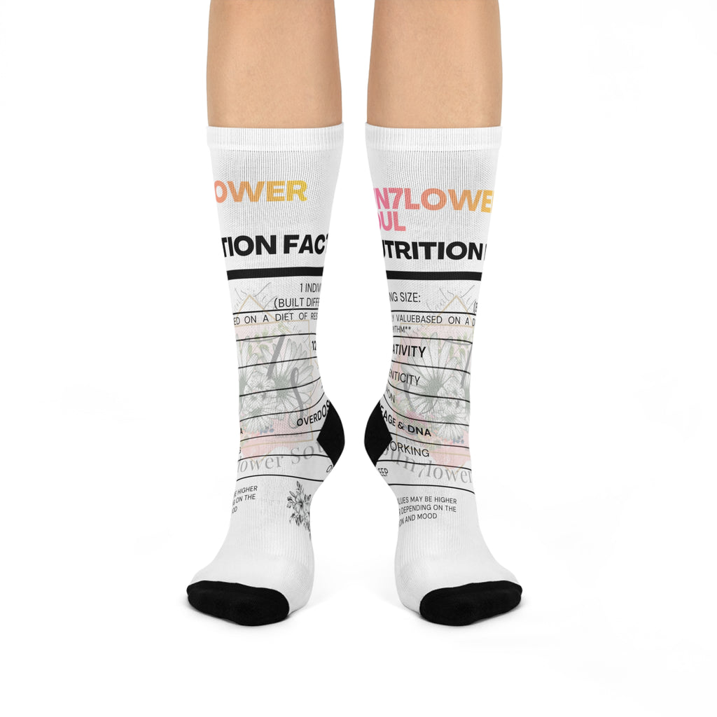 Cushioned Crew Socks — “Mental Health Nutrition Facts” Novelty Crew Socks