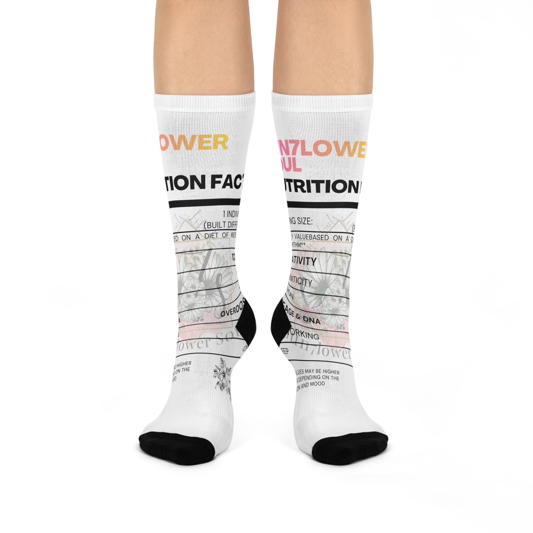 Cushioned Crew Socks — “Mental Health Nutrition Facts” Novelty Crew Socks