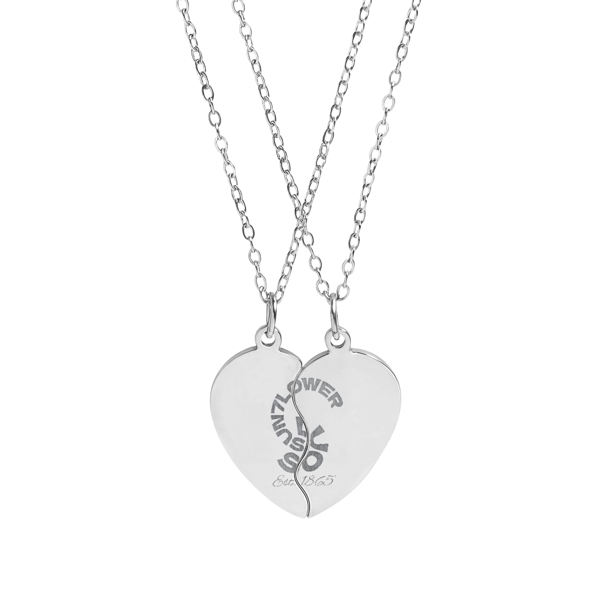 Engravable Break-Apart Heart Necklace Set – Matching Best Friend/Partner Pendants