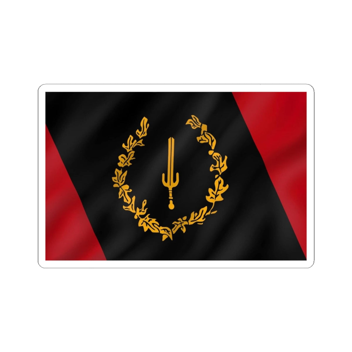 Heraldic Trident Wreath Sticker — Black & Red Decorative Kiss-Cut Vinyl