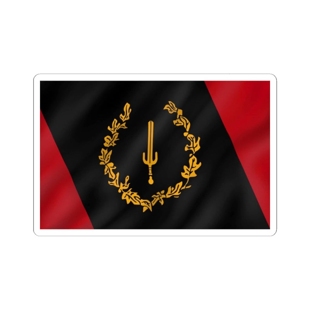 Heraldic Trident Wreath Sticker — Black & Red Decorative Kiss-Cut Vinyl