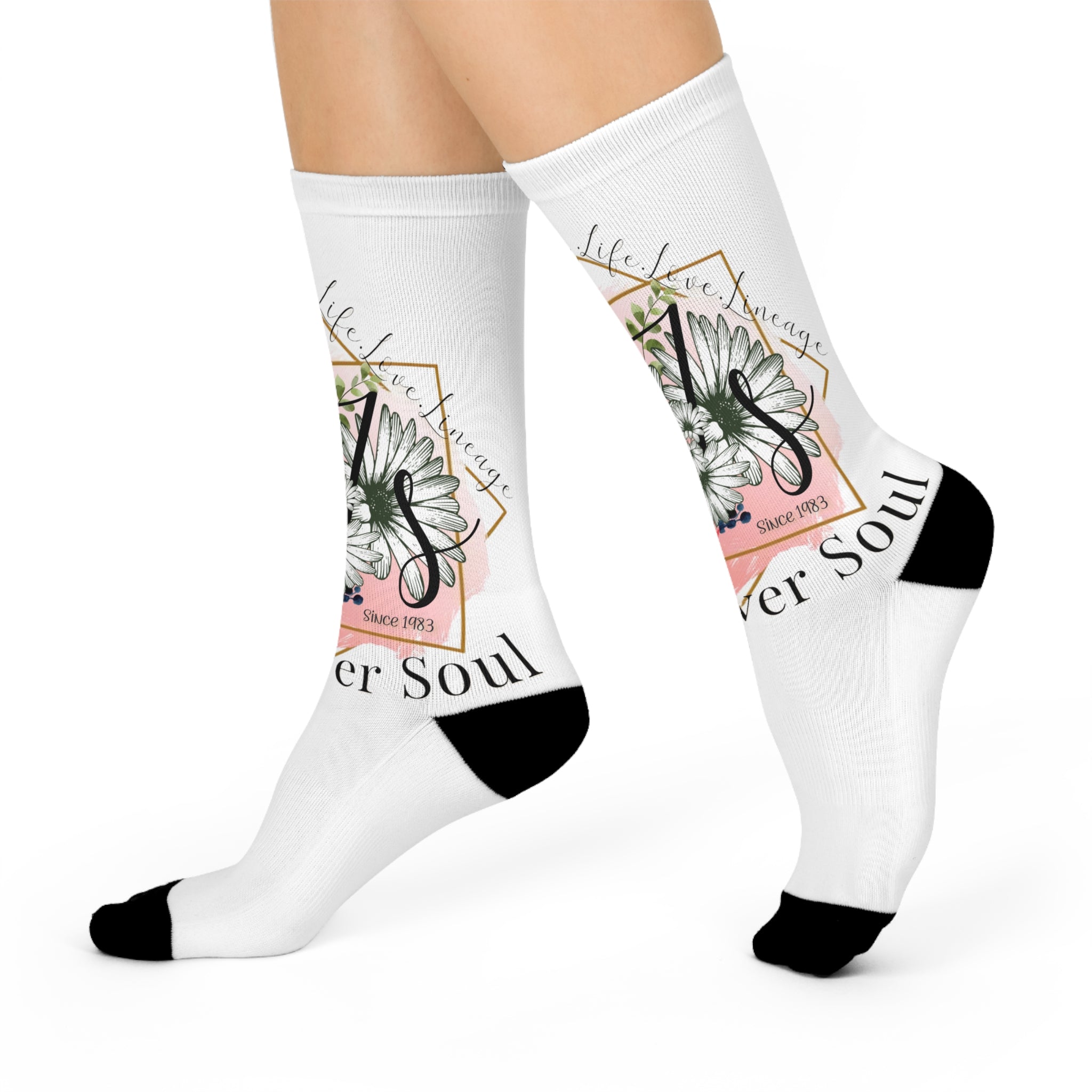 Floral Daisies Crew Socks — 'Flower Soul' Cushioned Athletic Socks