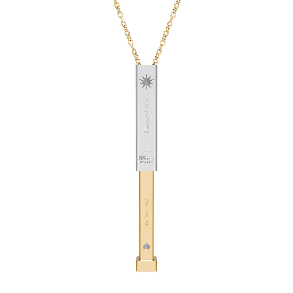 Hidden Message Sliding Bar Necklace — Engravable Secret Message Pendant