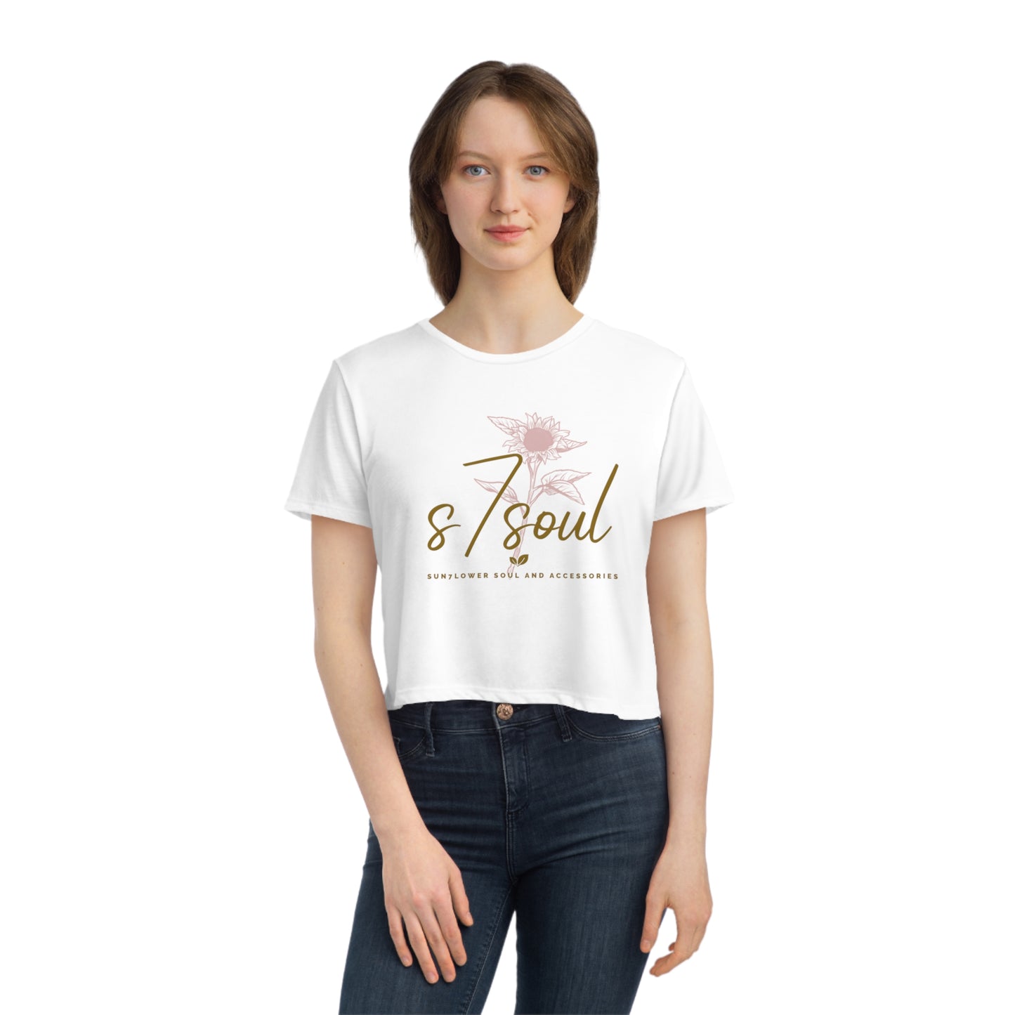 s7soul Women's Flowy Cropped Tee