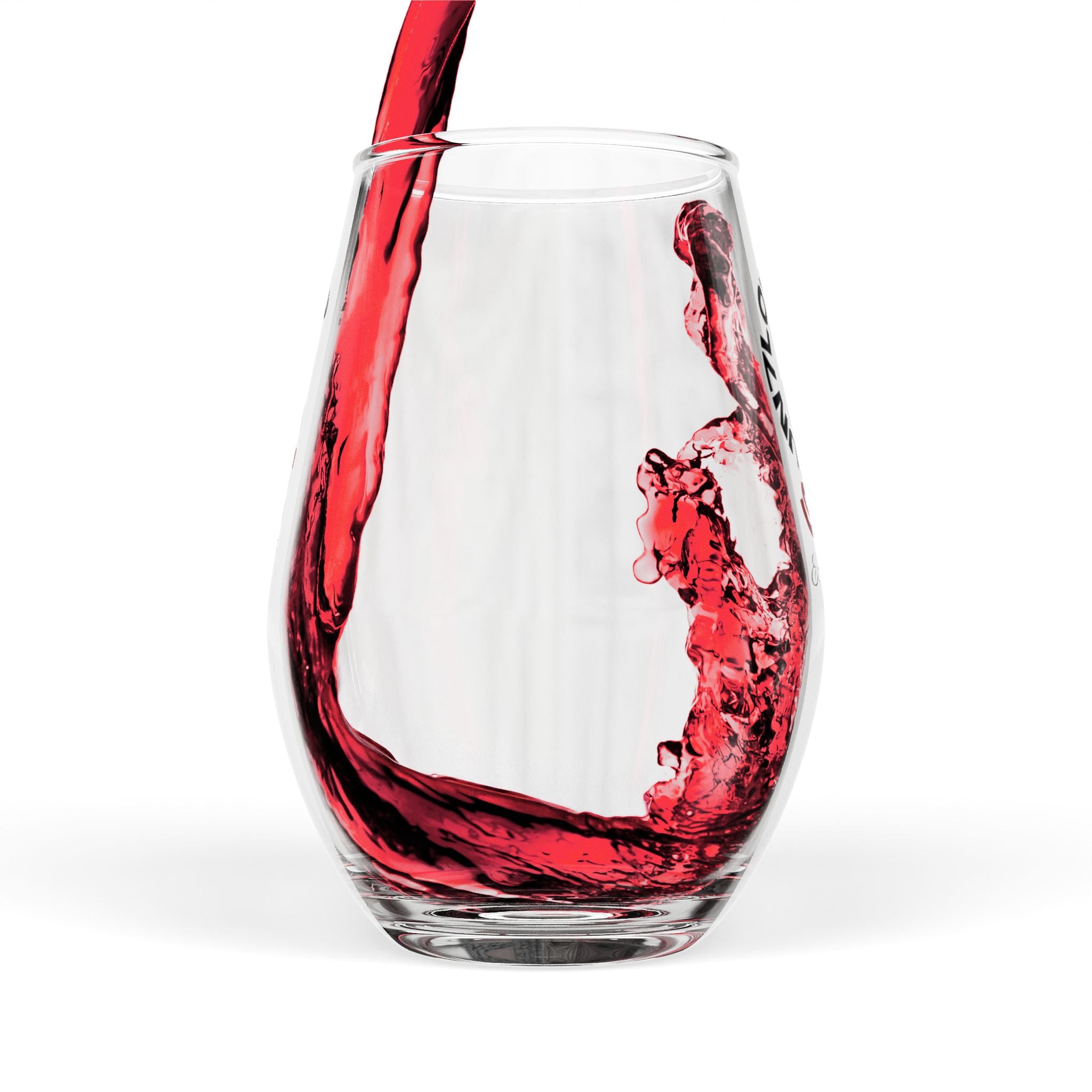 Stemless Wine Glass – 'Sunflower' Red Script Logo 11.75oz