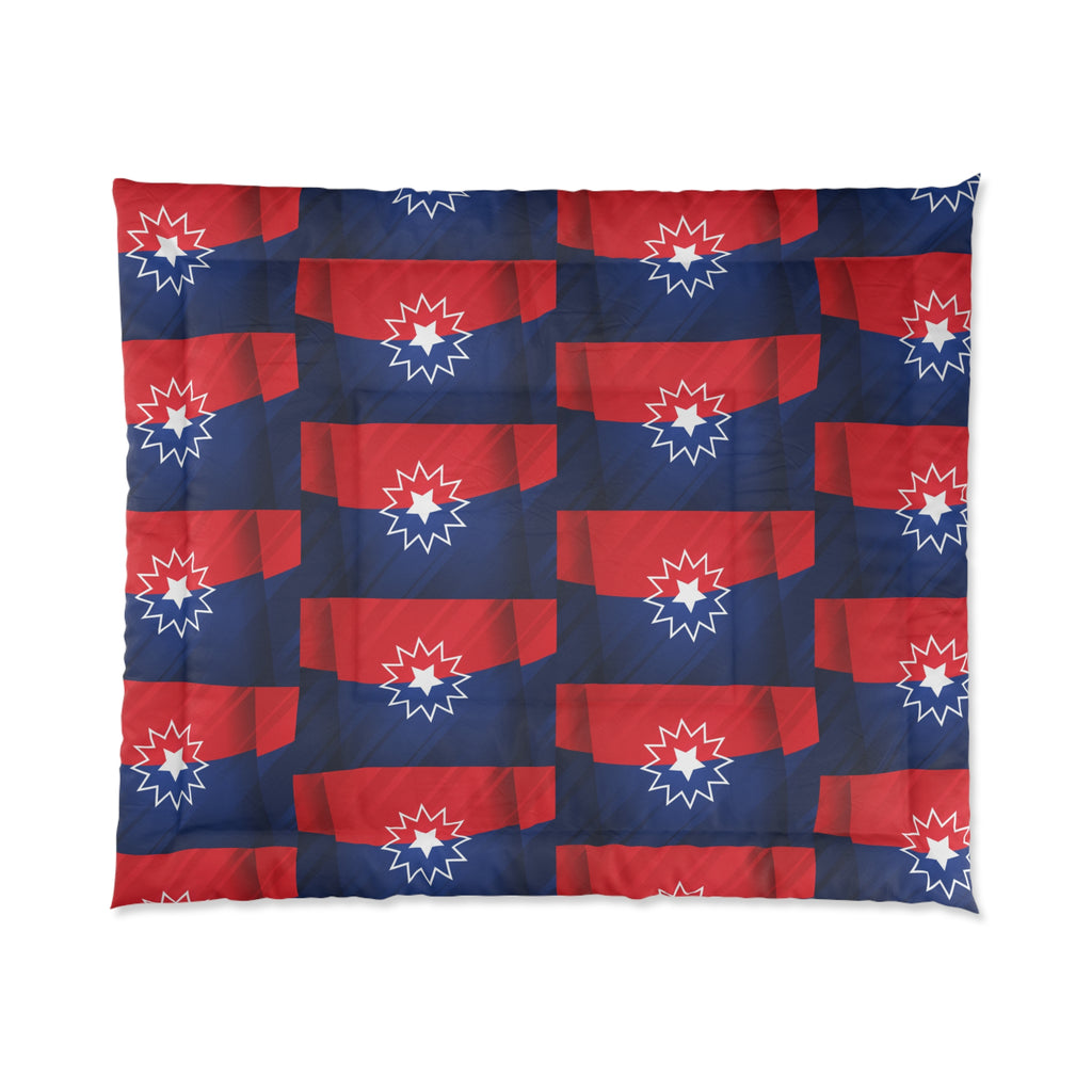 Red & Navy Geometric Juneteenth Comforter - Bold Patriotic Bedroom Duvet