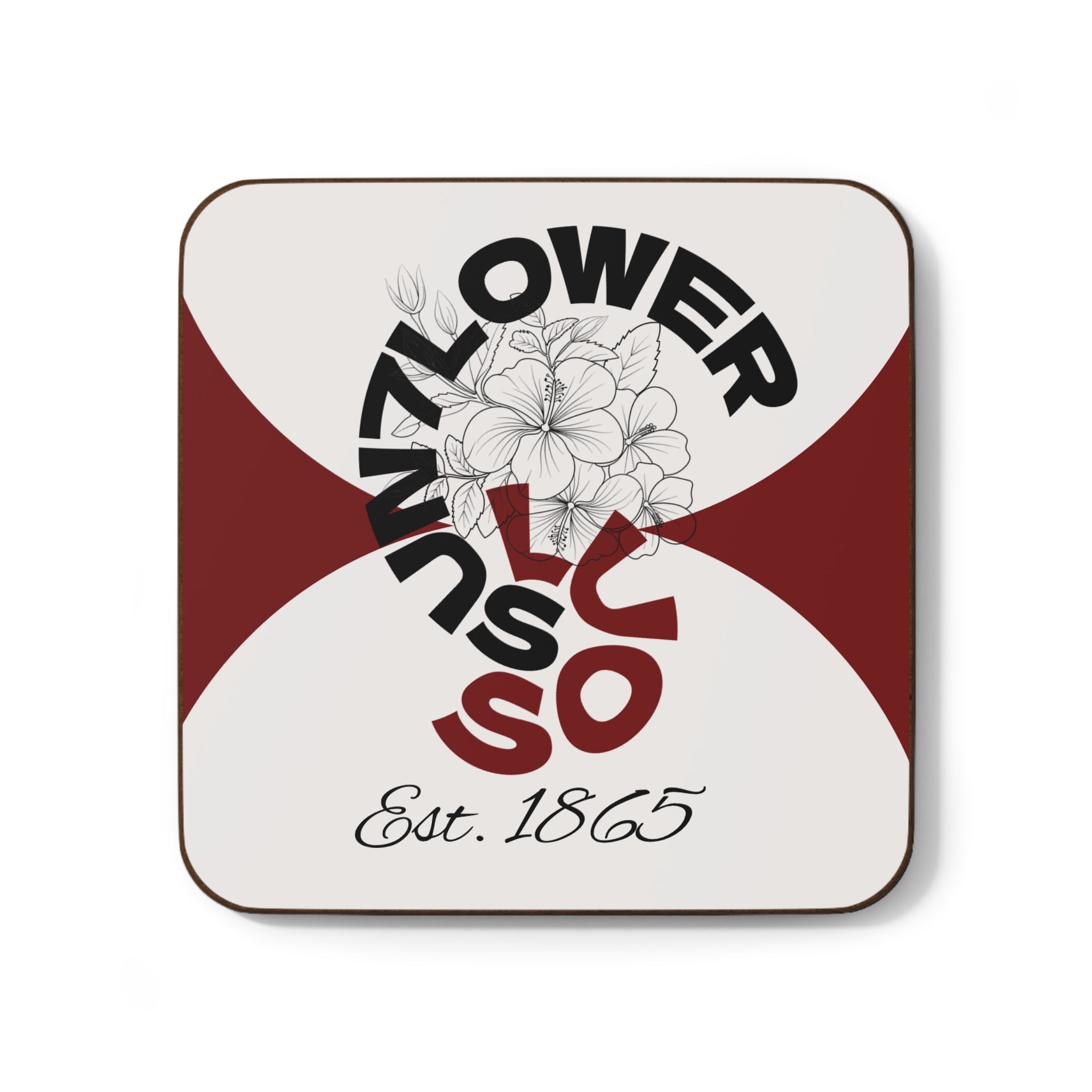 Sunflower Coaster — Vintage Floral Hardboard Drink Coaster (Est. 1865)