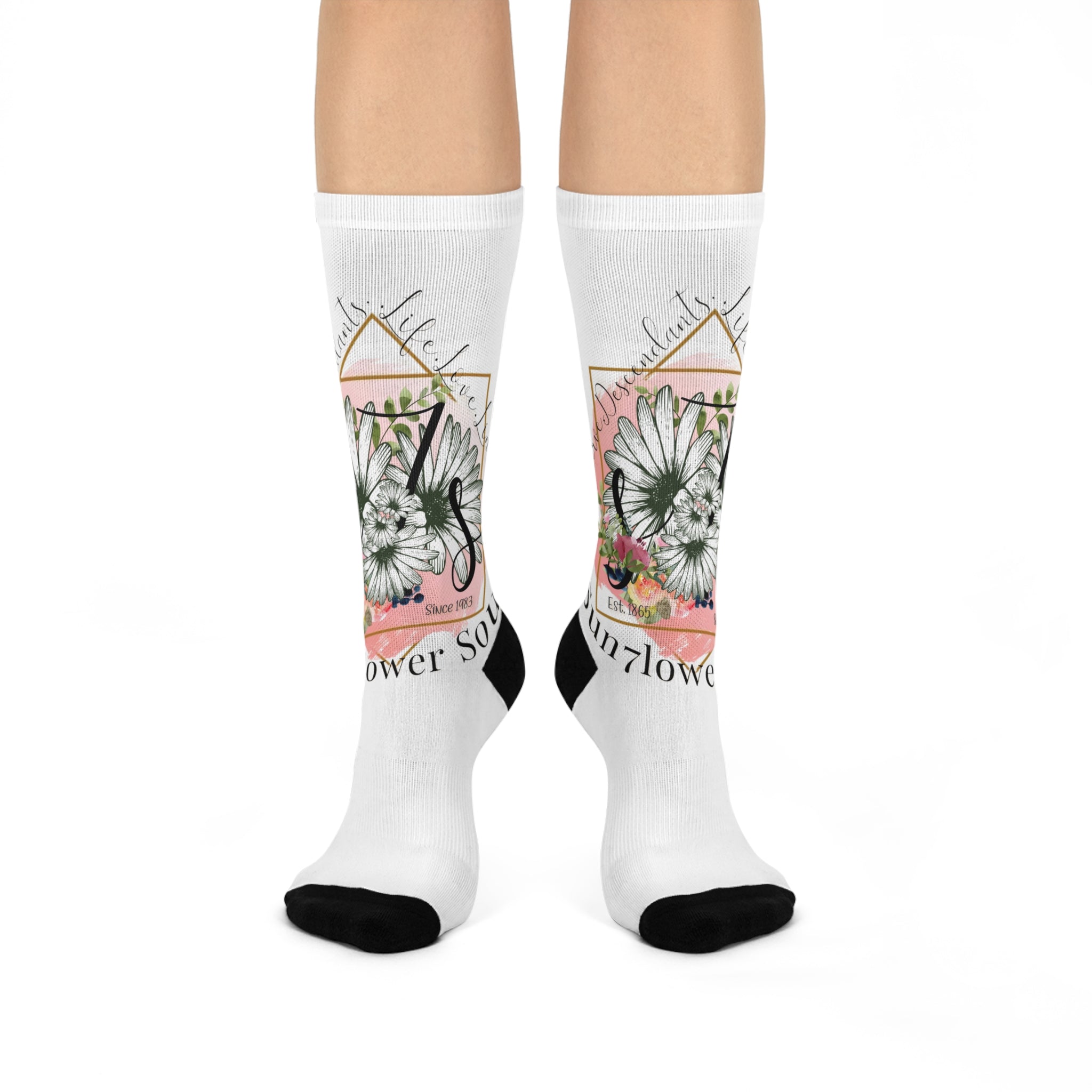 Floral Daisies Crew Socks — 'Flower Soul' Cushioned Athletic Socks