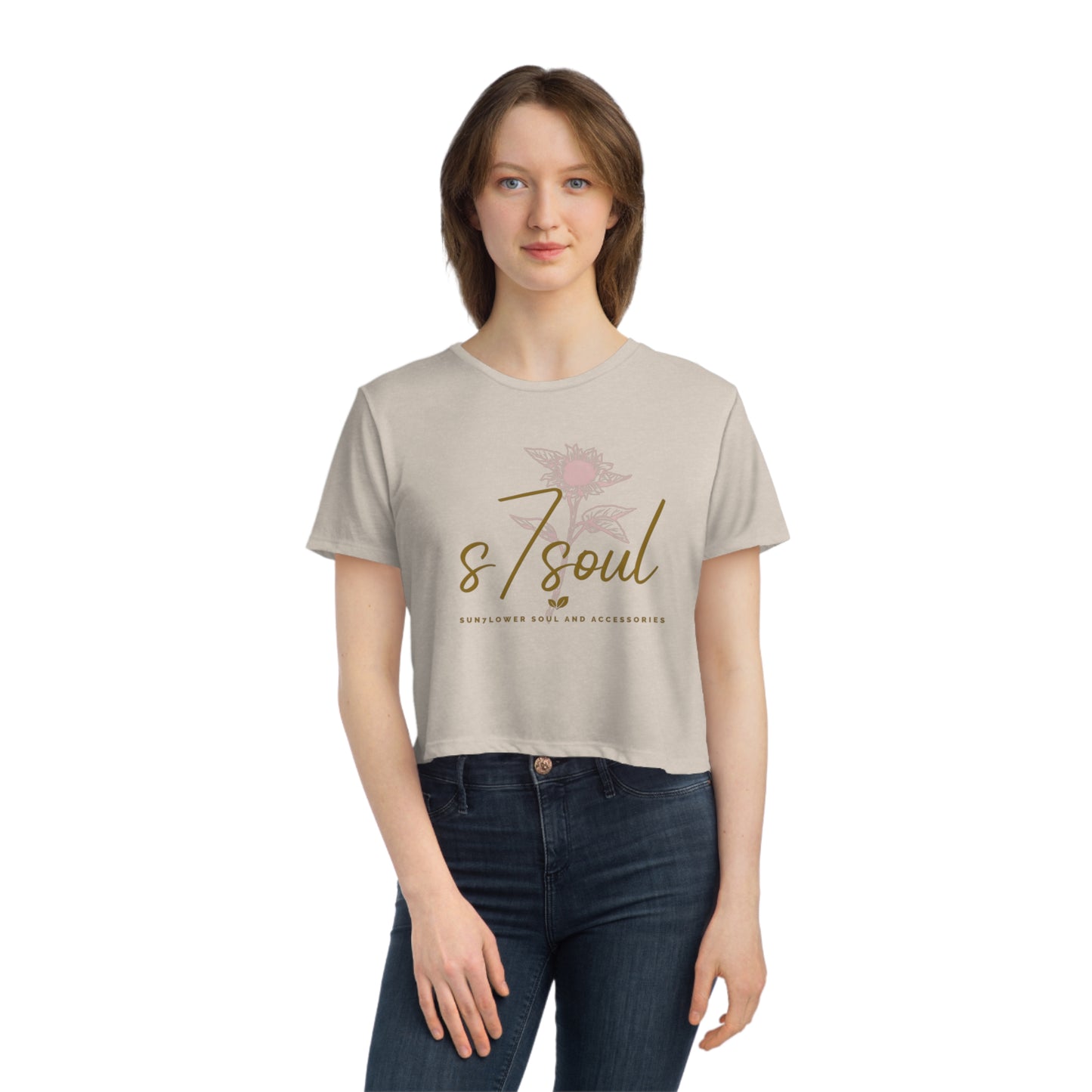 s7soul Women's Flowy Cropped Tee