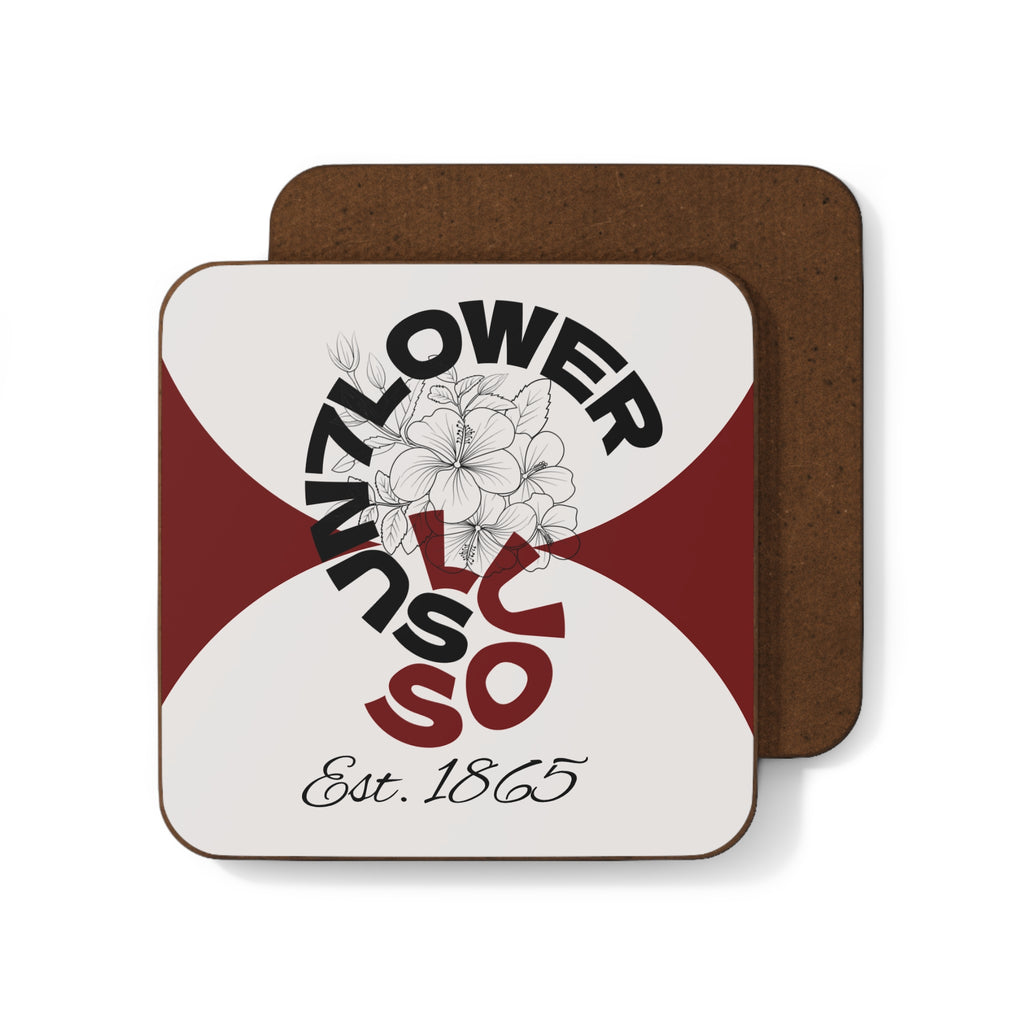 Sunflower Coaster — Vintage Floral Hardboard Drink Coaster (Est. 1865)