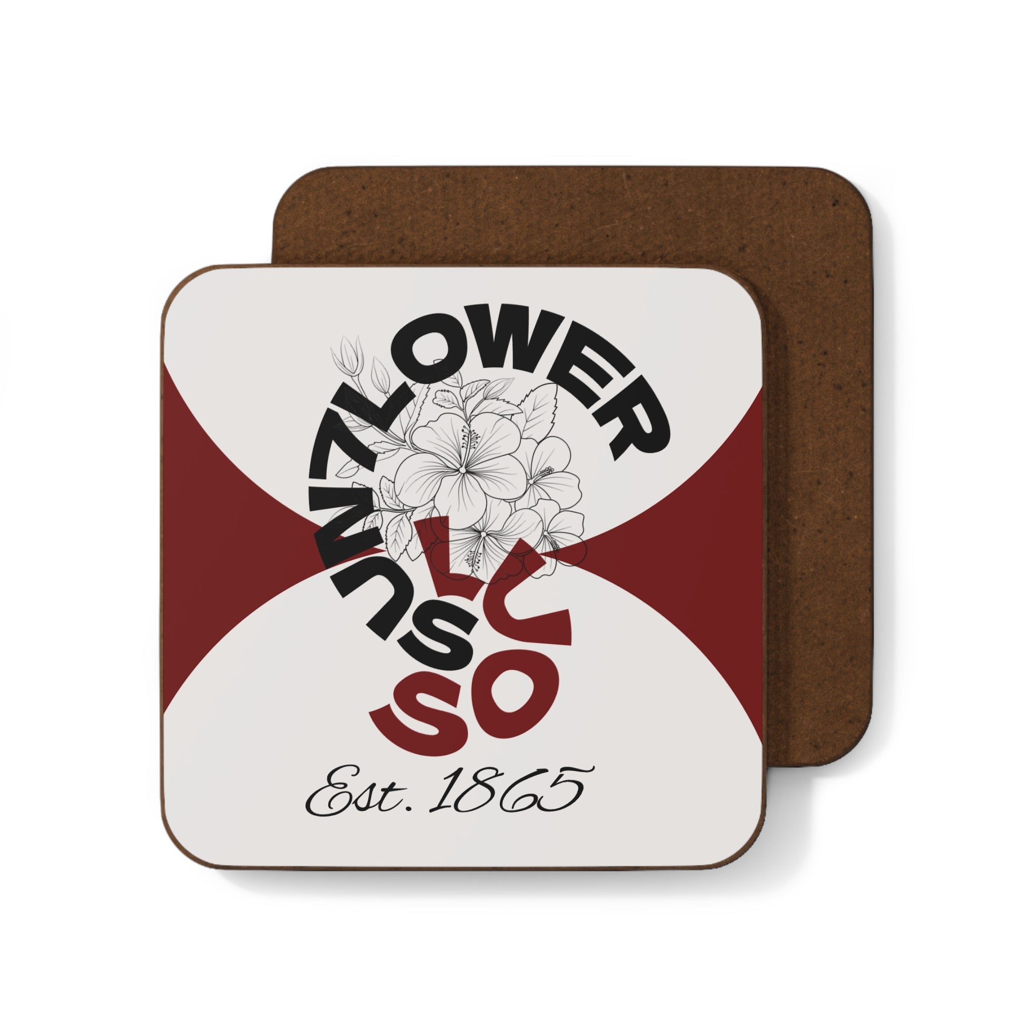 Sunflower Coaster — Vintage Floral Hardboard Drink Coaster (Est. 1865)